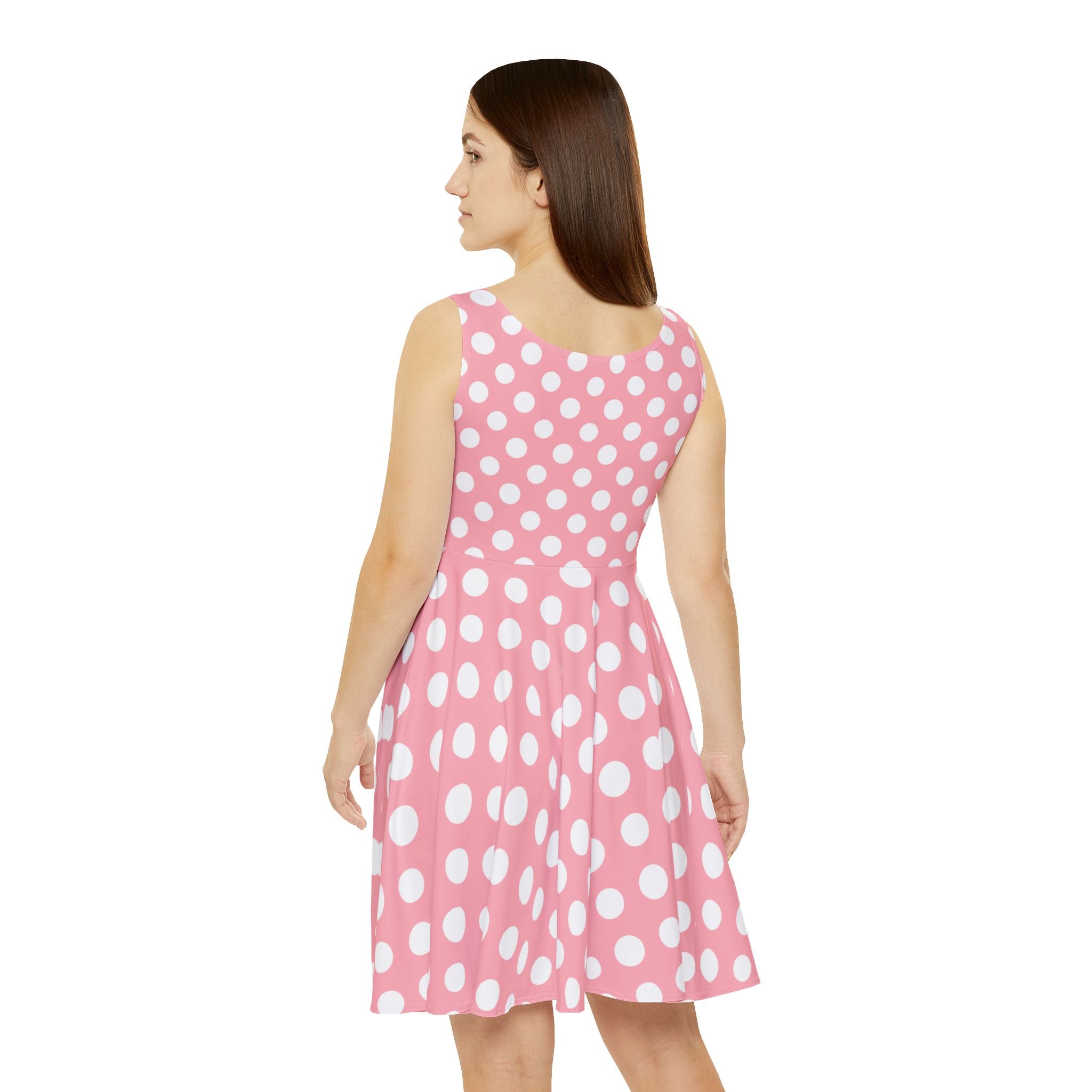 Pink Polka Dot Skater Dress, Artsulli - Art is Long, Life is Short, All Over Prints, , , , , , , 