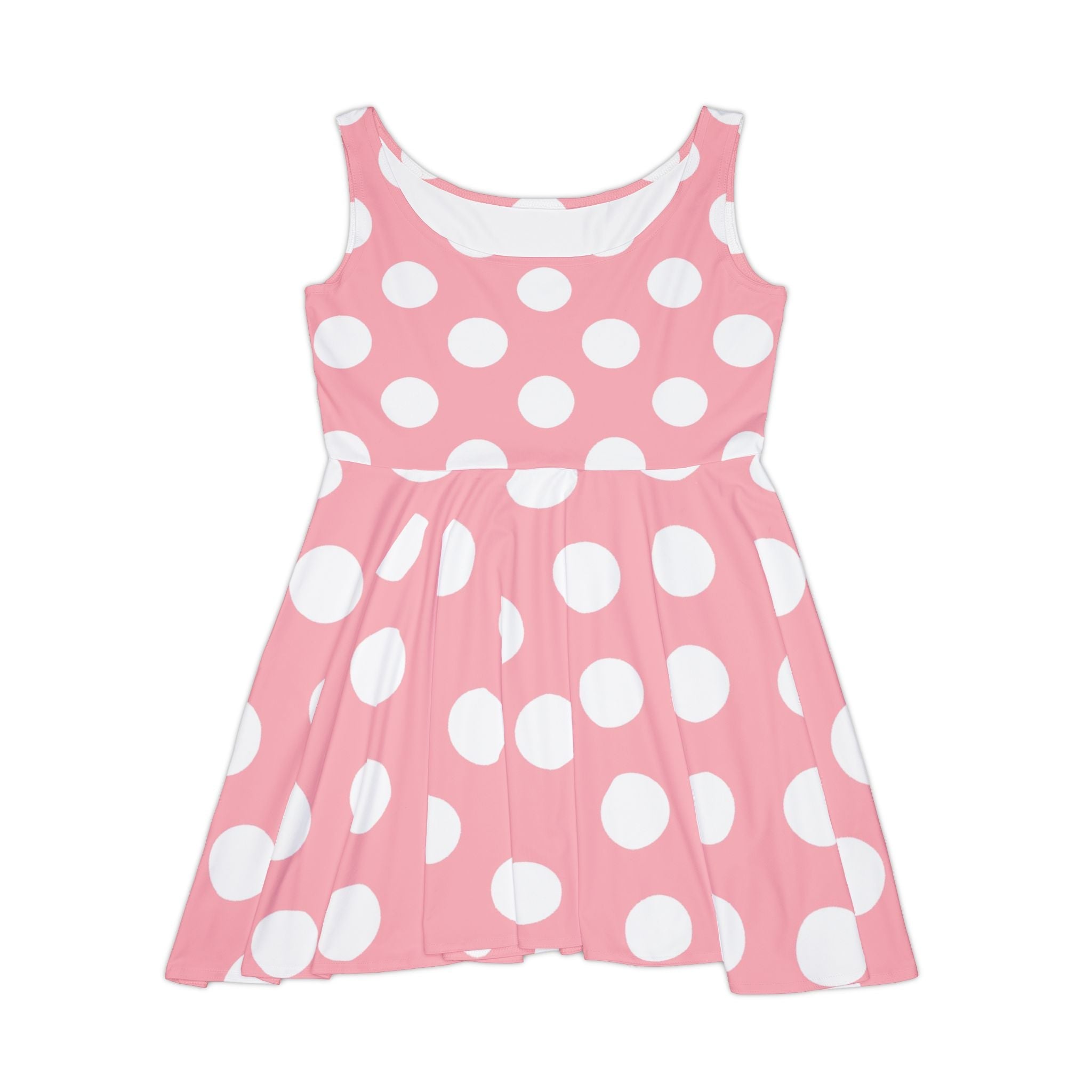Pink Polka Dot Skater Dress, Artsulli - Art is Long, Life is Short, All Over Prints, Size, XS, , , , , 14287906163138453238