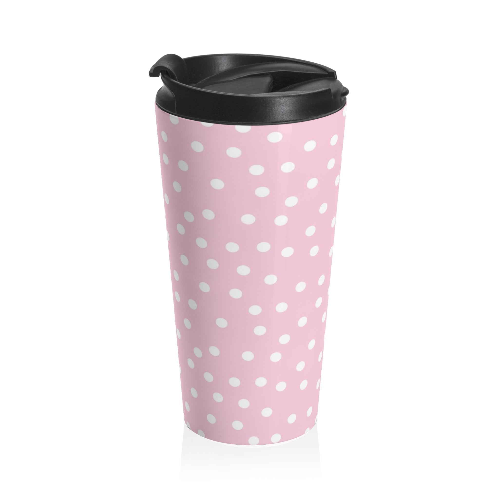 JAKKOUTTHEBXX Pink Polka Dot Stainless Steel Travel Mug 2025