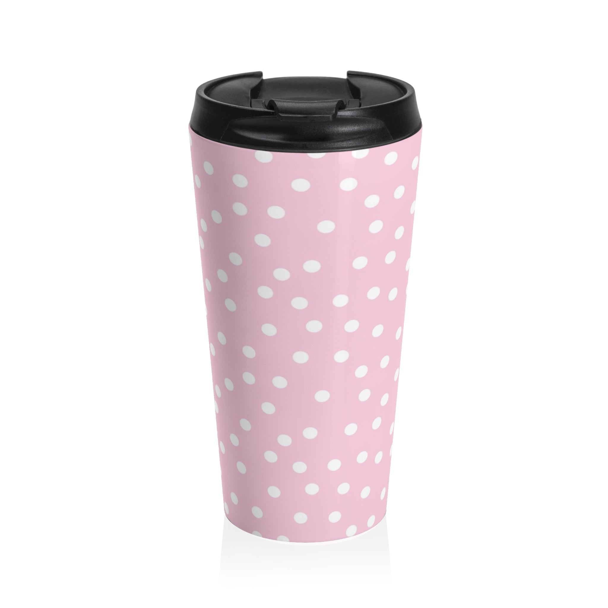JAKKOUTTHEBXX Pink Polka Dot Stainless Steel Travel Mug 2025