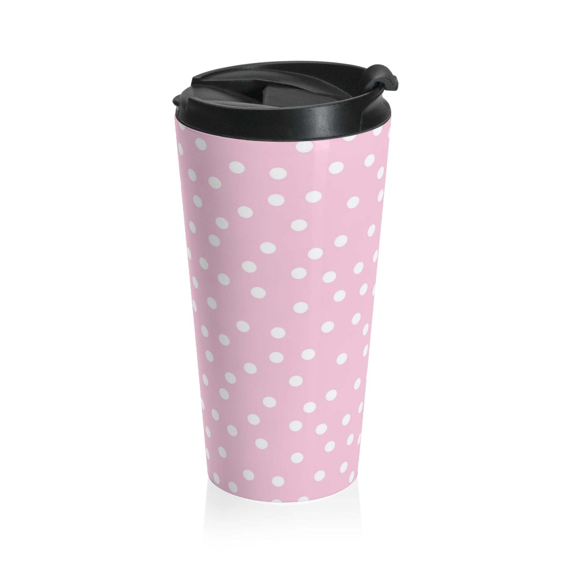 JAKKOUTTHEBXX Pink Polka Dot Stainless Steel Travel Mug 2025