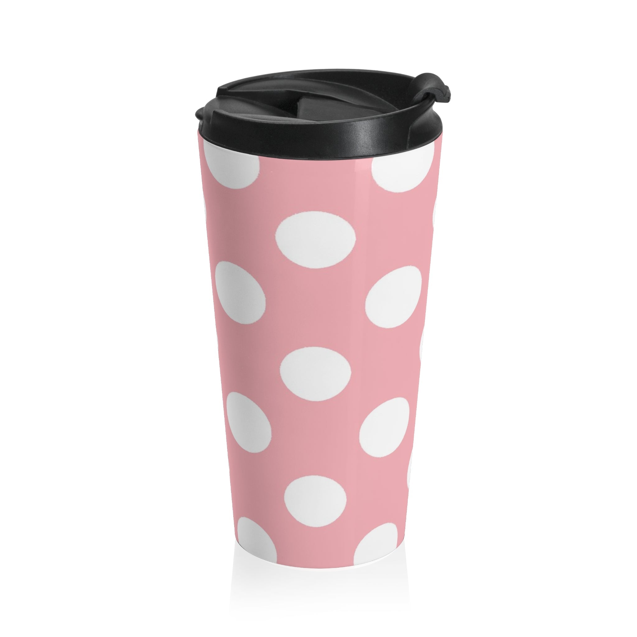 Pink Polka Dot Stainless Steel Travel Tumbler, Artsulli - Art is Long, Life is Short, Mug, , , , , , , 