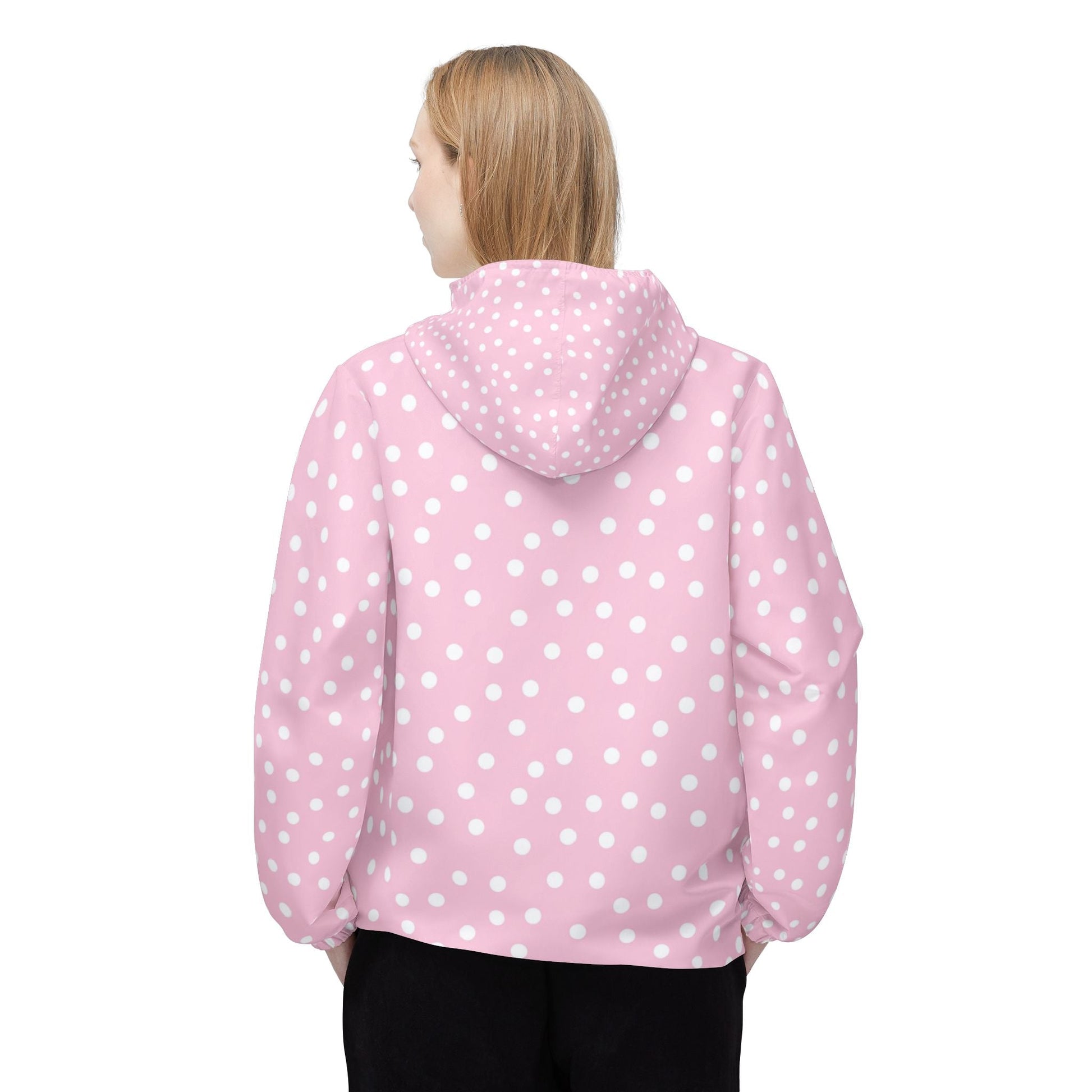 Pink Polka Dot Windbreaker Jacket, Artsulli - Art is Long, Life is Short, Outerwear, , , , , , , 