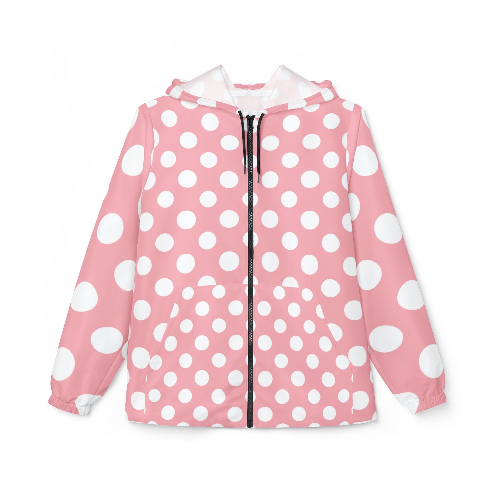 Pink Polka Dot Windbreaker Jacket, Artsulli - Art is Long, Life is Short, Outerwear, Size, XS, , , , , 17562675736519056263