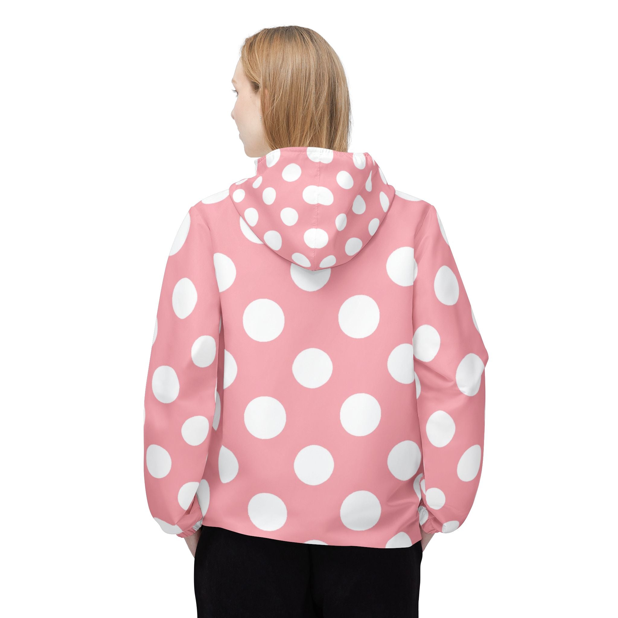 Pink Polka Dot Windbreaker Jacket, Artsulli - Art is Long, Life is Short, Outerwear, , , , , , , 