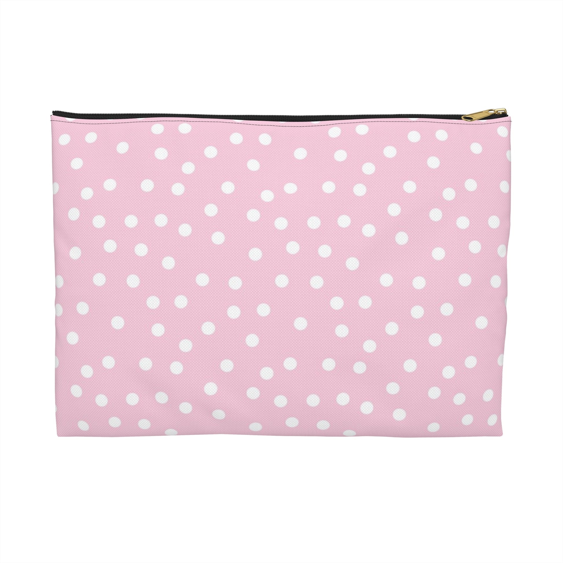 Pink Polka Dot Zipper Pouch, Artsulli - Art is Long, Life is Short, Bags, Size, Large, Color, Black zipper, , , 60386545985572303687