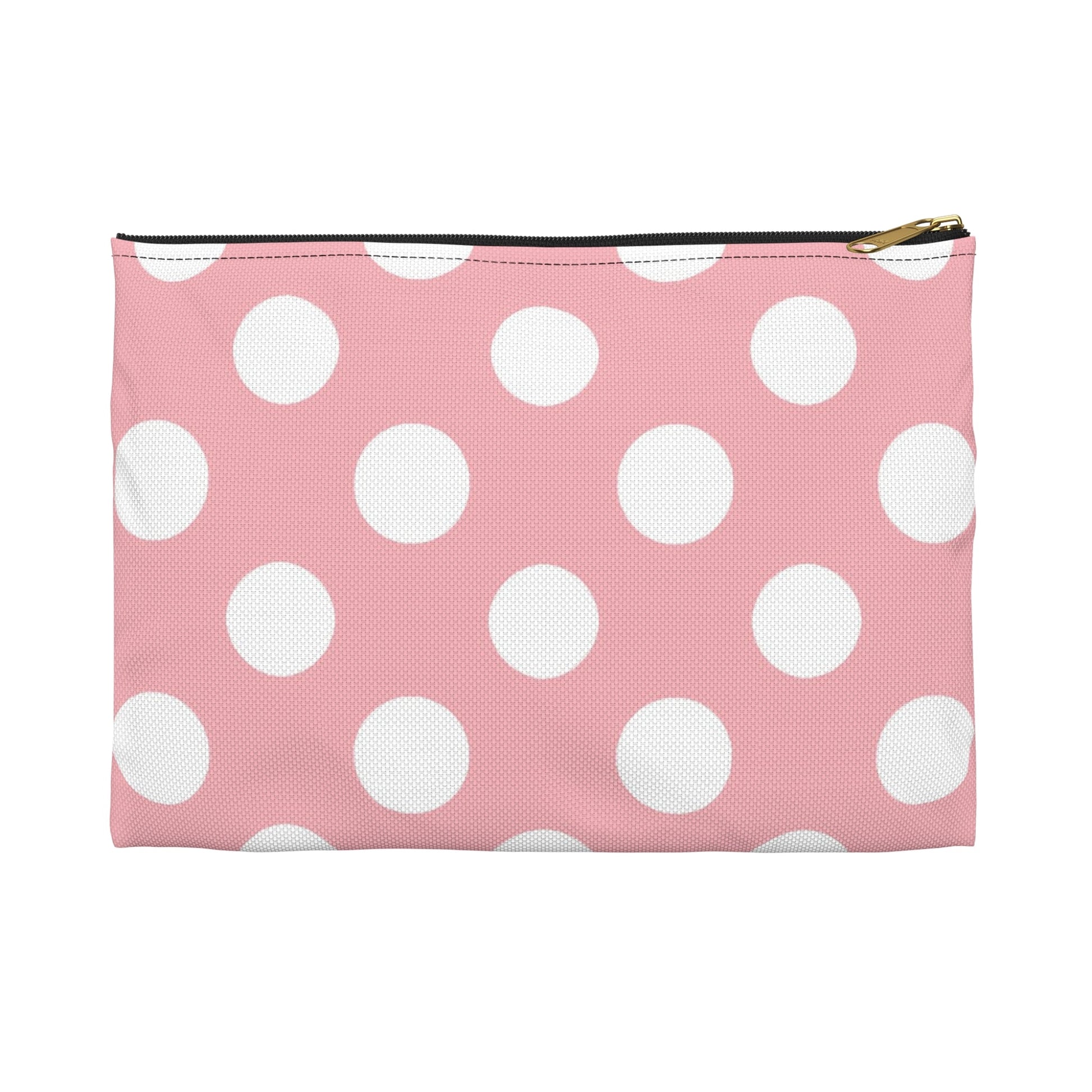 Pink Polka Dot Zippered Pouch, Artsulli - Art is Long, Life is Short, Bags, Size, Small, Color, Black zipper, , , 64321788642543229348