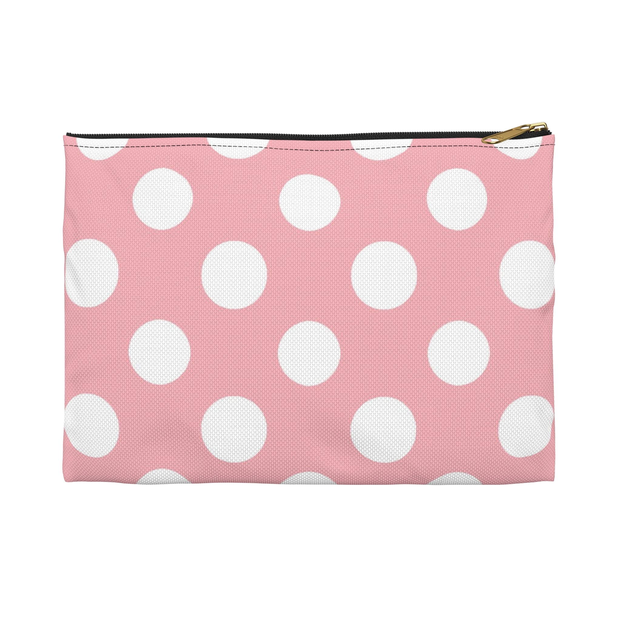 Pink Polka Dot Zippered Pouch, Artsulli - Art is Long, Life is Short, Bags, Size, Small, Color, Black zipper, , , 64321788642543229348