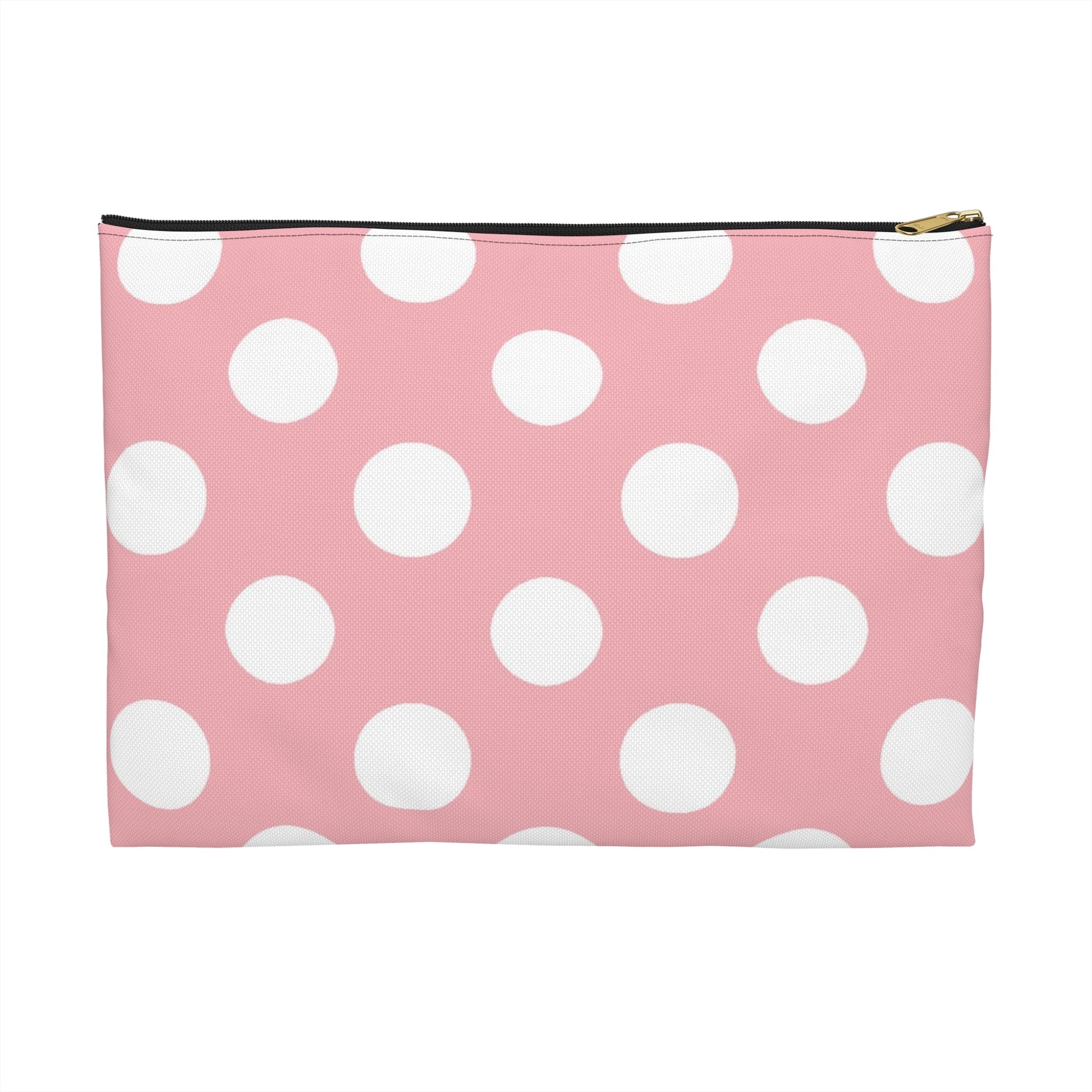 Pink Polka Dot Zippered Pouch, Artsulli - Art is Long, Life is Short, Bags, Size, Large, Color, Black zipper, , , 32499400752942044715