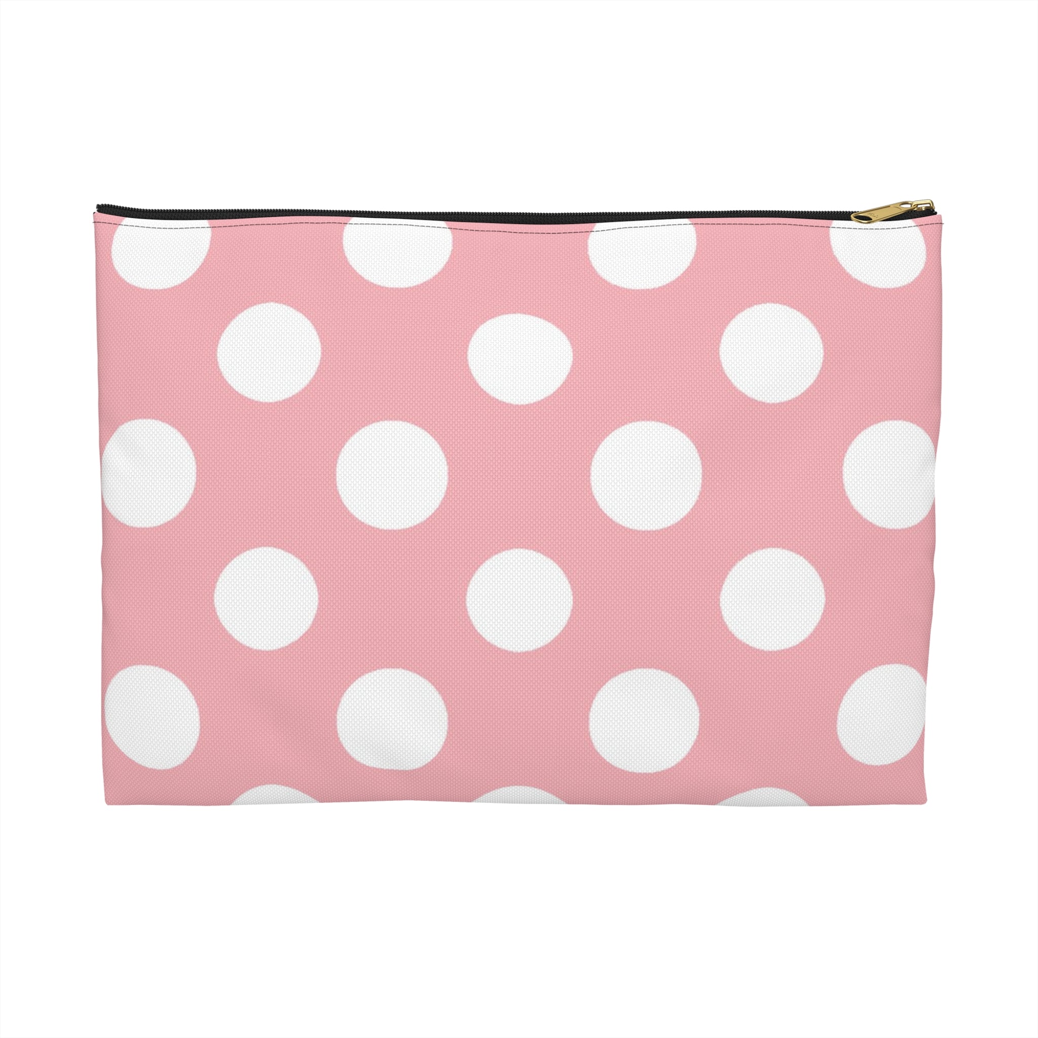 Pink Polka Dot Zippered Pouch, Artsulli - Art is Long, Life is Short, Bags, Size, Large, Color, Black zipper, , , 32499400752942044715