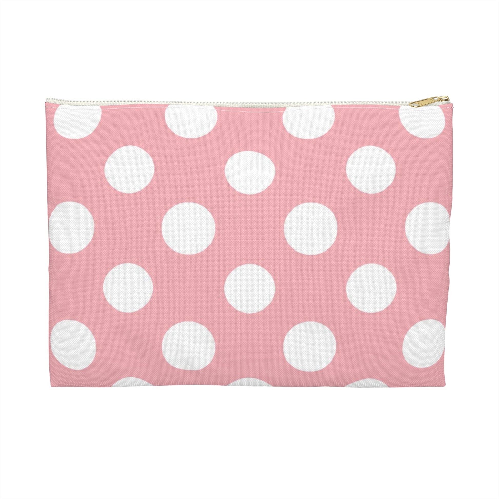 Pink Polka Dot Zippered Pouch, Artsulli - Art is Long, Life is Short, Bags, Size, Large, Color, White zipper, , , 27063522742500583300