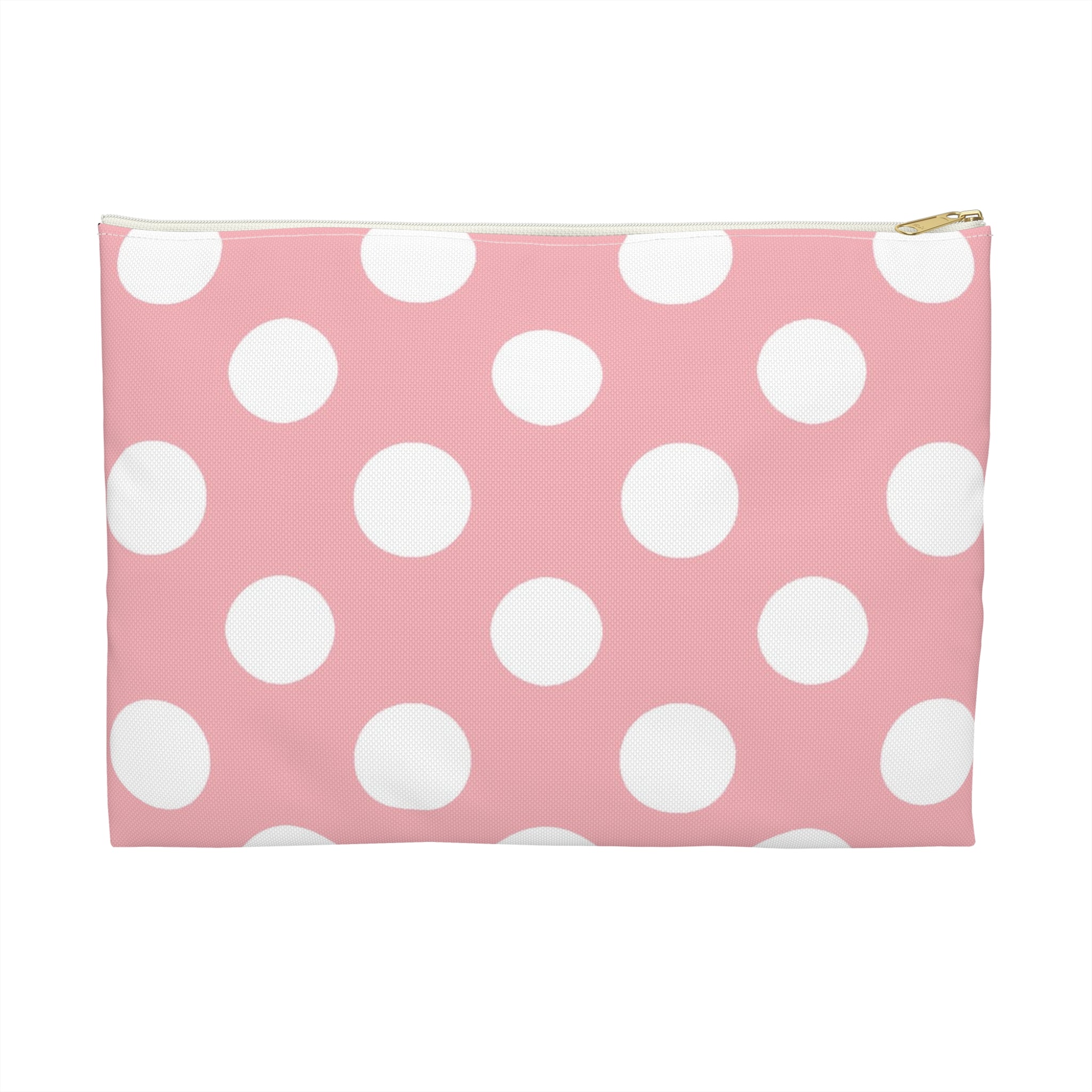 Pink Polka Dot Zippered Pouch, Artsulli - Art is Long, Life is Short, Bags, Size, Large, Color, White zipper, , , 27063522742500583300
