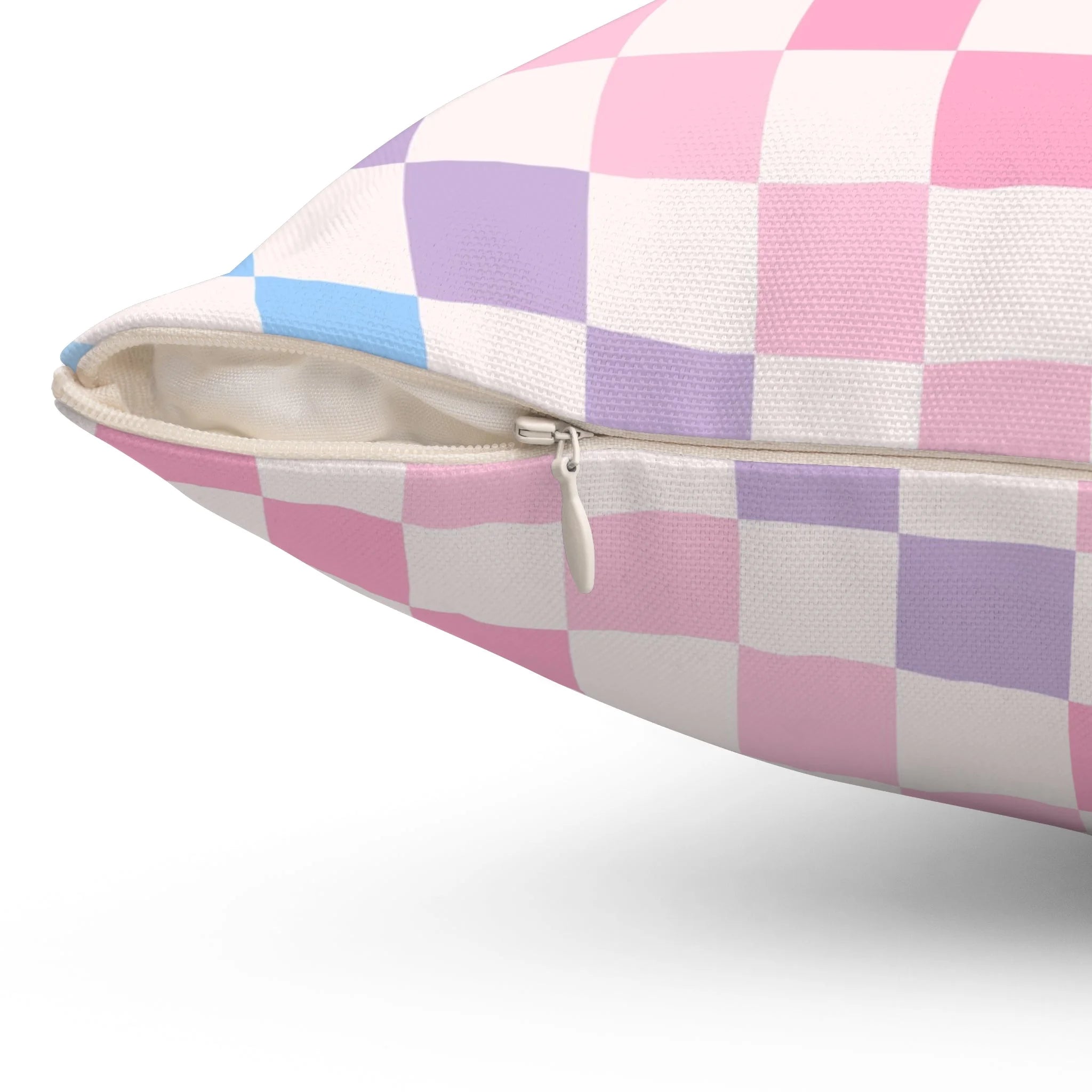 Pink Purple Blue Checkerboard Spun Polyester Pillow, Artsulli - Art is Long, Life is Short, Home Decor, , , , , , , 