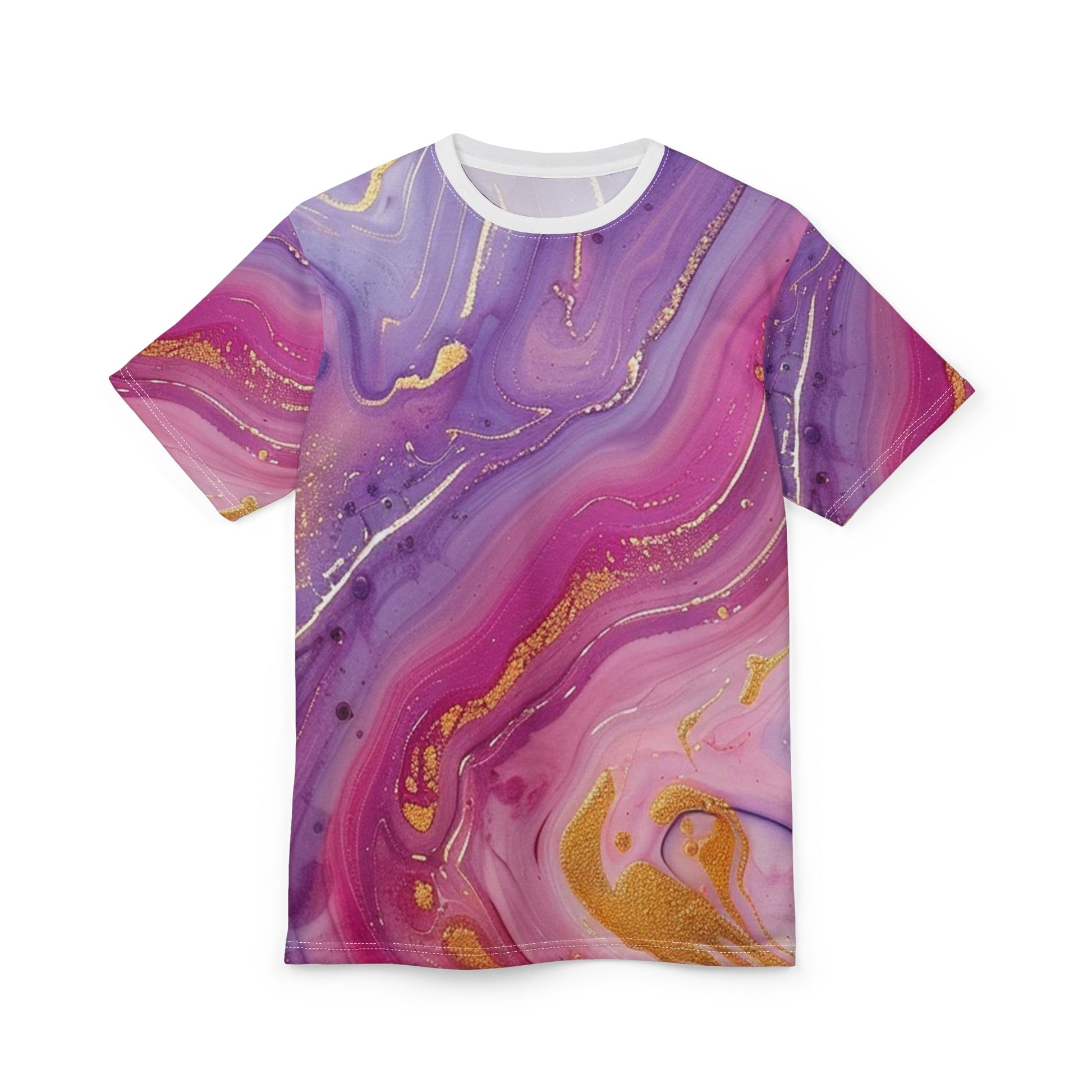 Pink Purple Gold Marble T-Shirt, Artsulli - Art is Long, Life is Short, All Over Prints, , , , , , , 