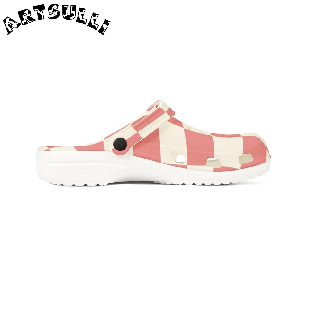 Pink Retro Checkered EVA Foam Clogs, Artsulli - Art is Long, Life is Short, Shoes, , , , , , , 