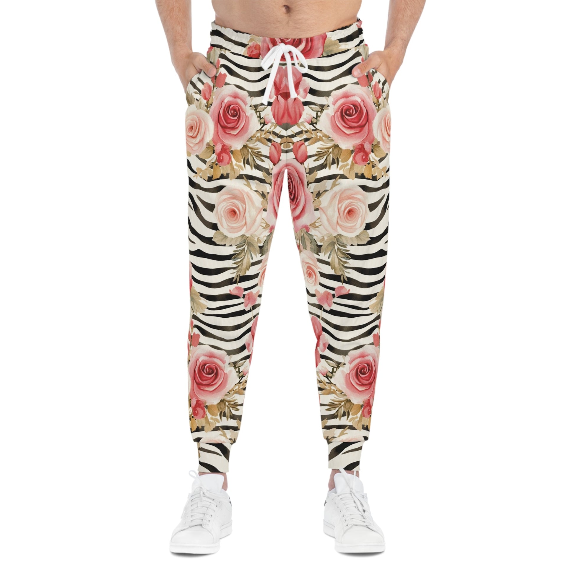 Pink Rose and Zebra Print Joggers, Artsulli - Art is Long, Life is Short, All Over Prints, , , , , , , 