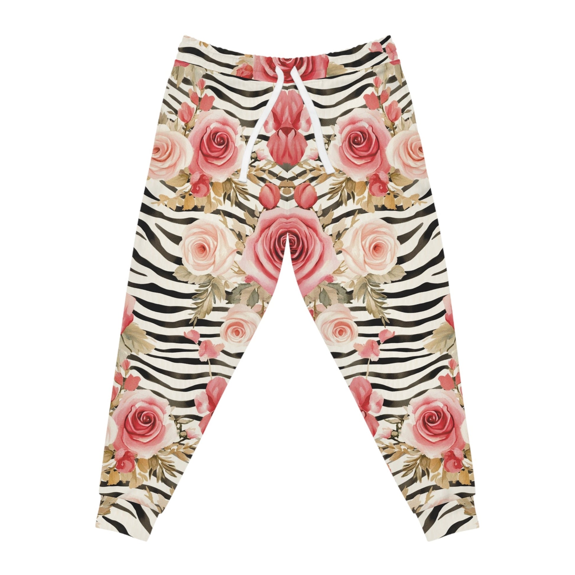 Pink Rose and Zebra Print Joggers, Artsulli - Art is Long, Life is Short, All Over Prints, Size, S, Color, Seam thread color automatically matched to design, , , 19452183188288666848