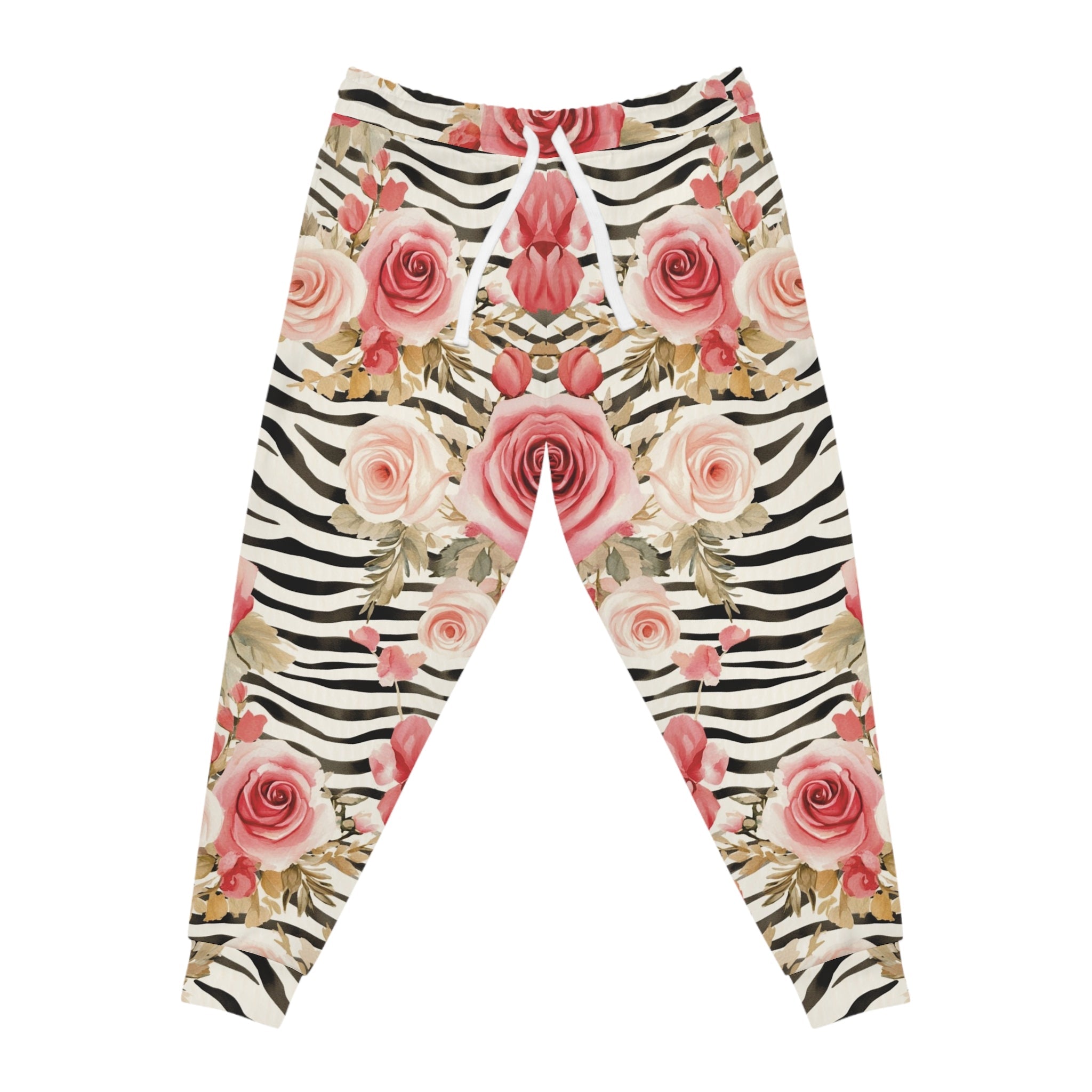 Printify Pink Rose and Zebra Print Joggers 2025