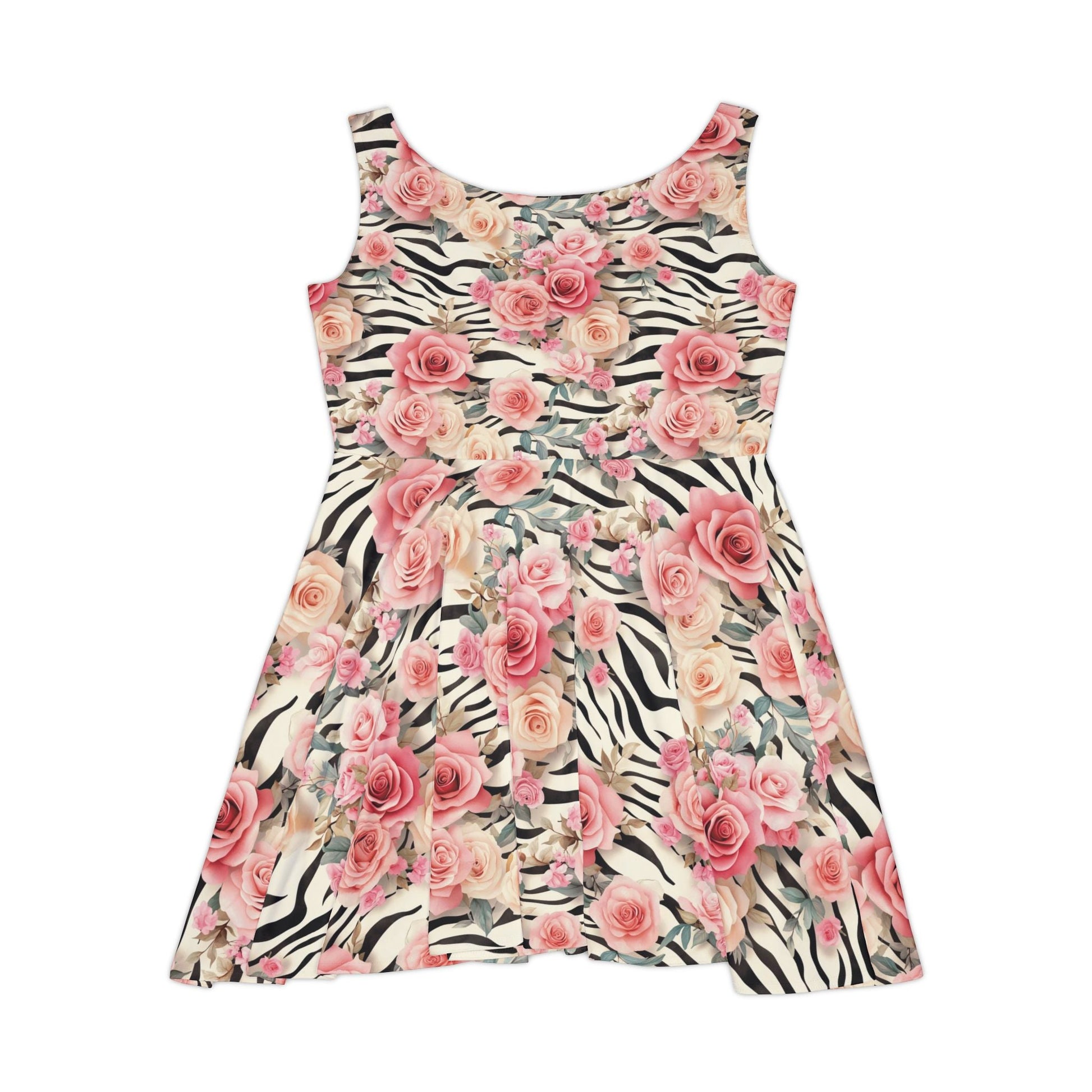 Pink Rose and Zebra Skater Dress, Artsulli - Art is Long, Life is Short, All Over Prints, , , , , , , 