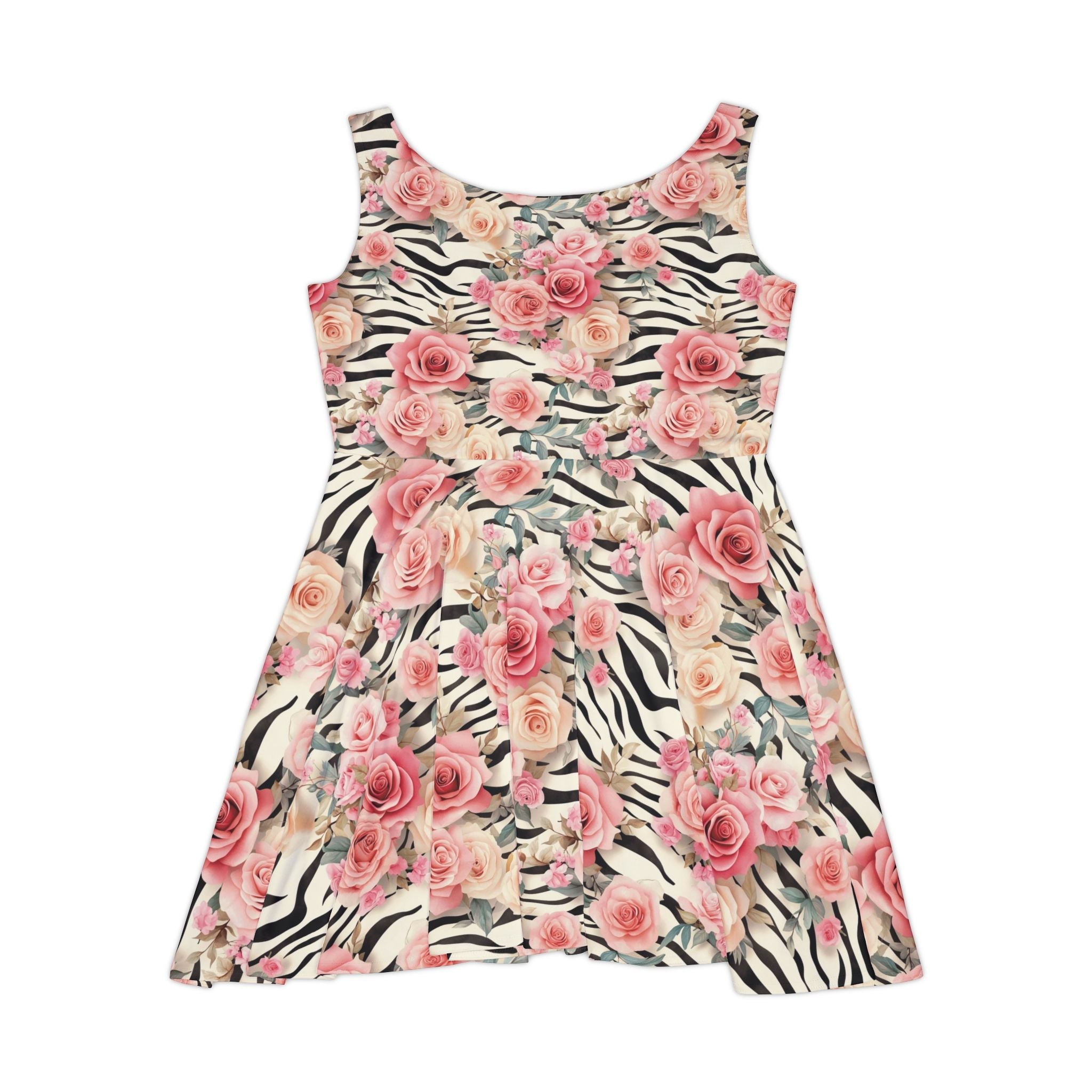 Pink Rose and Zebra Skater Dress, Artsulli - Art is Long, Life is Short, All Over Prints, , , , , , , 