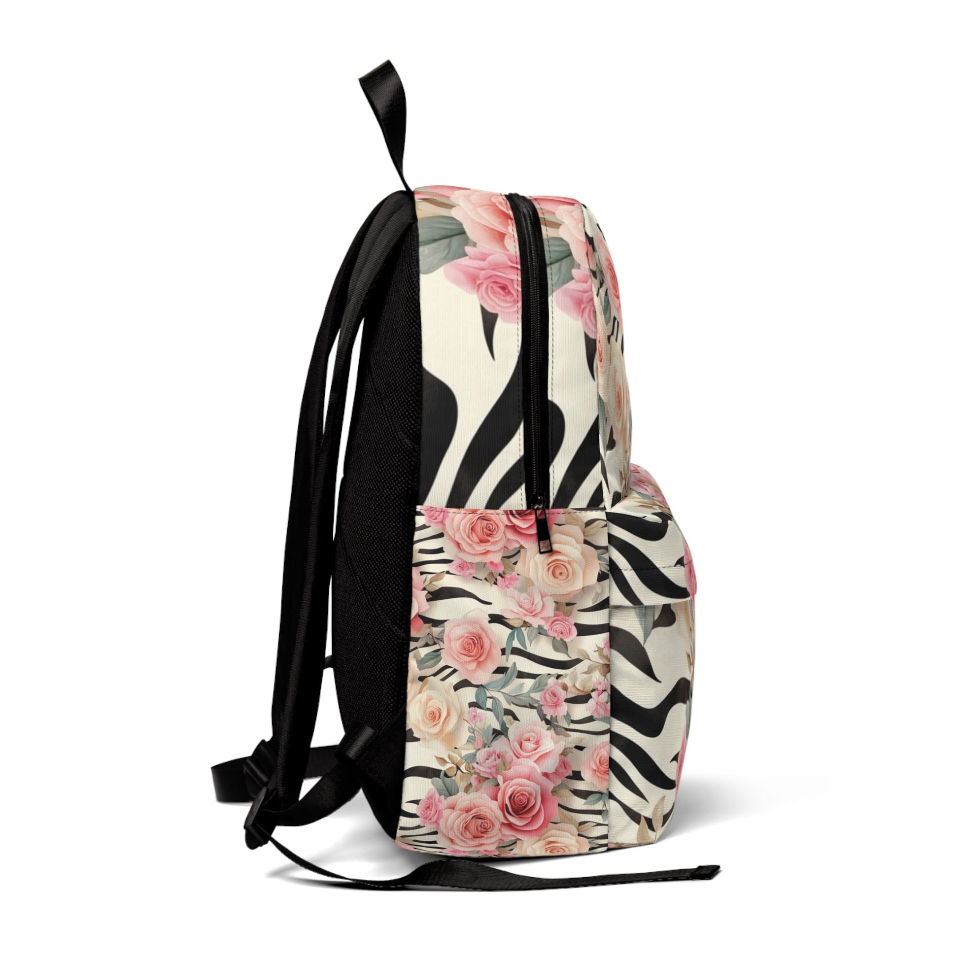 Pink Rose and Zebra Stripe Backpack, Artsulli - Art is Long, Life is Short, Bags, , , , , , , 