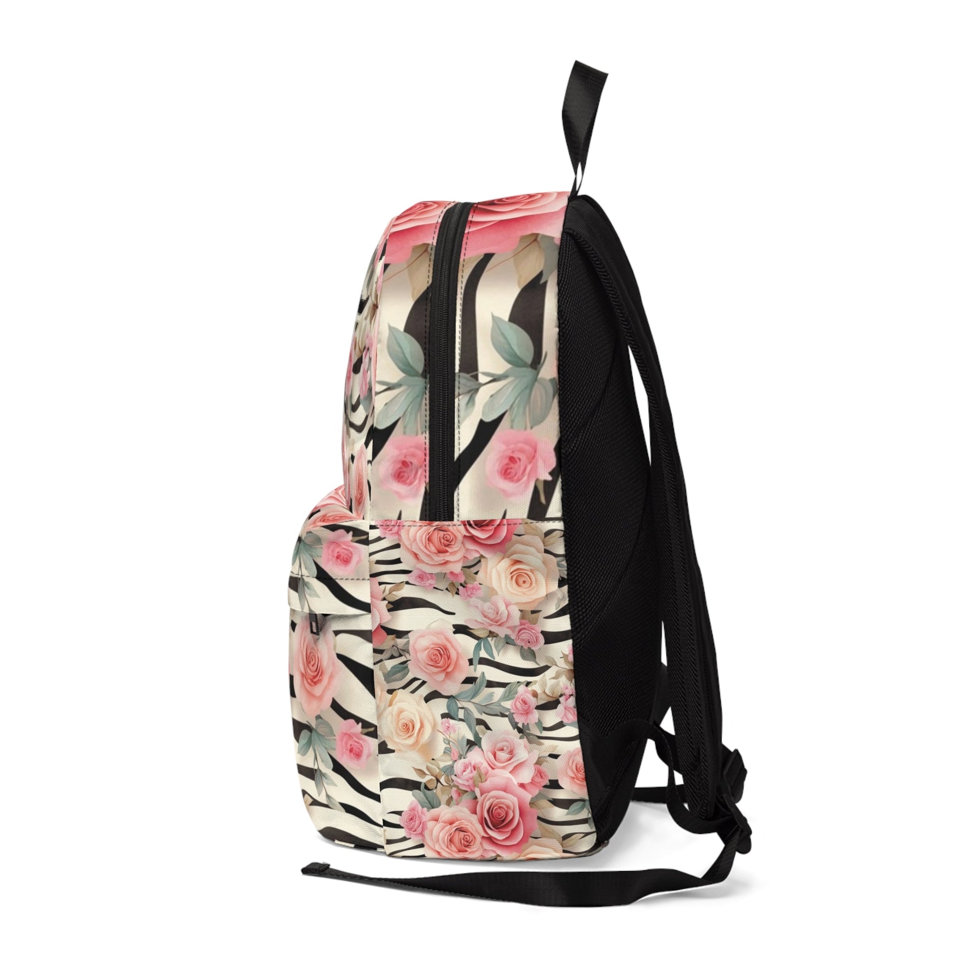 Pink Rose and Zebra Stripe Backpack, Artsulli - Art is Long, Life is Short, Bags, , , , , , , 