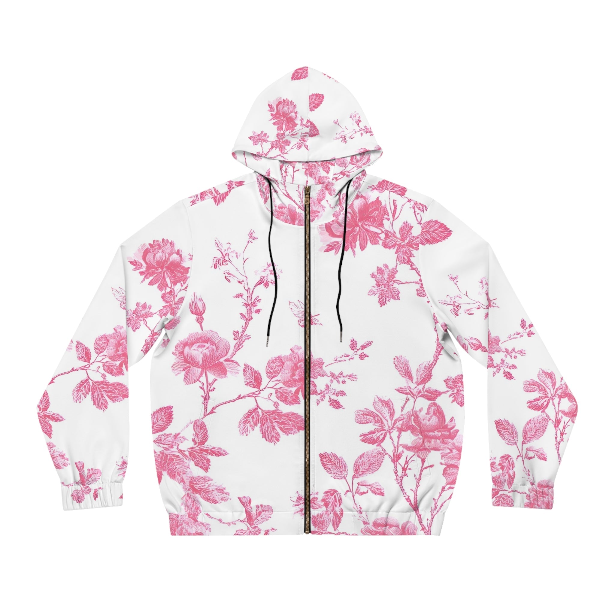 JAKKOUTTHEBXX Pink Rose Floral Zip Up Hoodie 2025