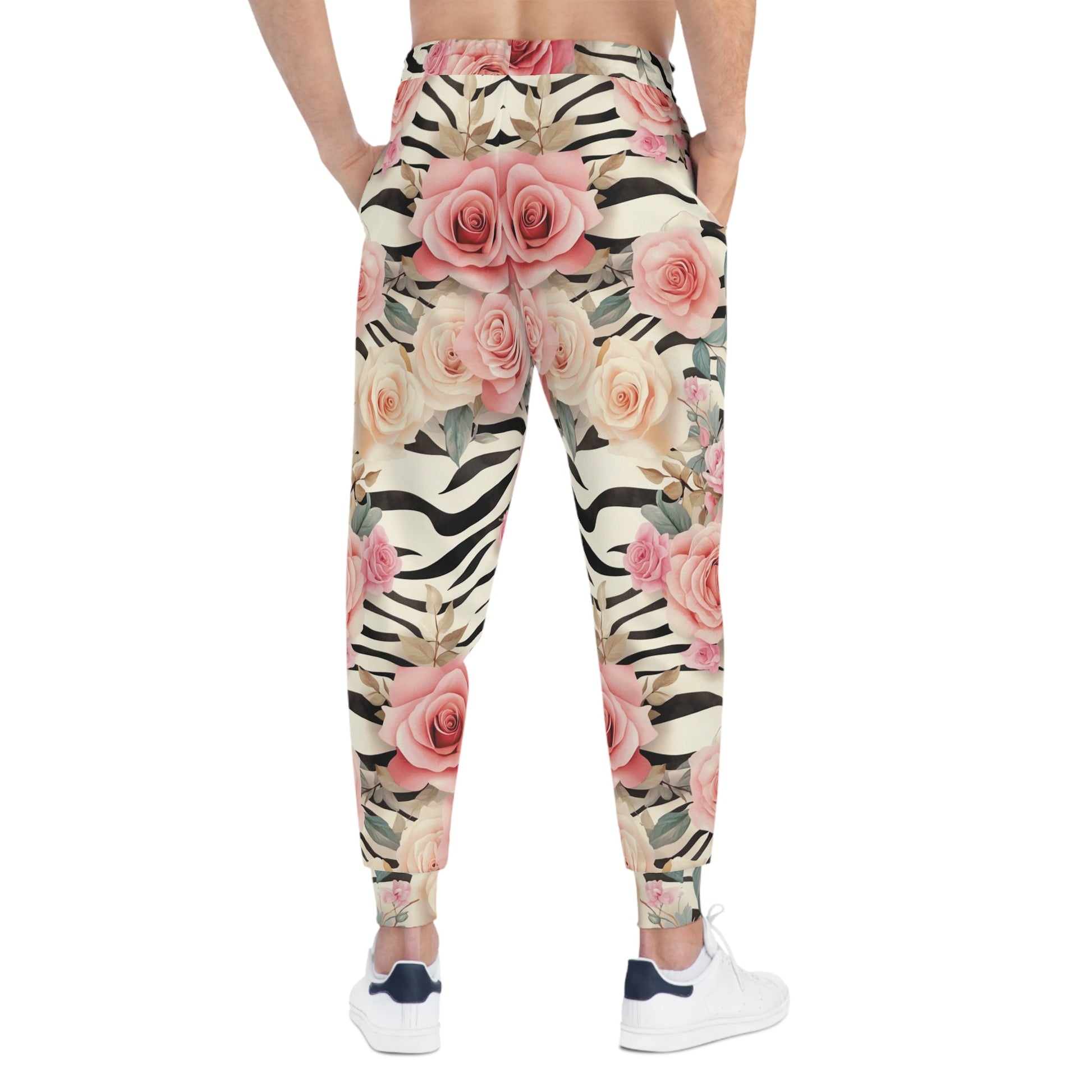 Pink Rose Zebra Print Joggers, Artsulli - Art is Long, Life is Short, All Over Prints, , , , , , , 