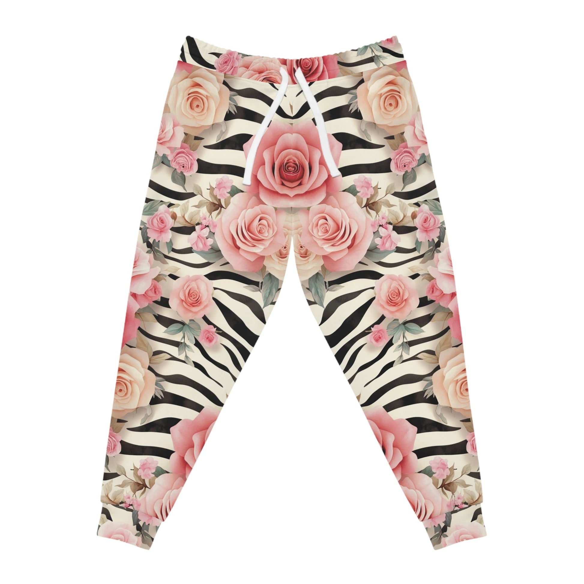 Pink Rose Zebra Print Joggers, Artsulli - Art is Long, Life is Short, All Over Prints, Size, S, Color, Seam thread color automatically matched to design, , , 14502513959584121070
