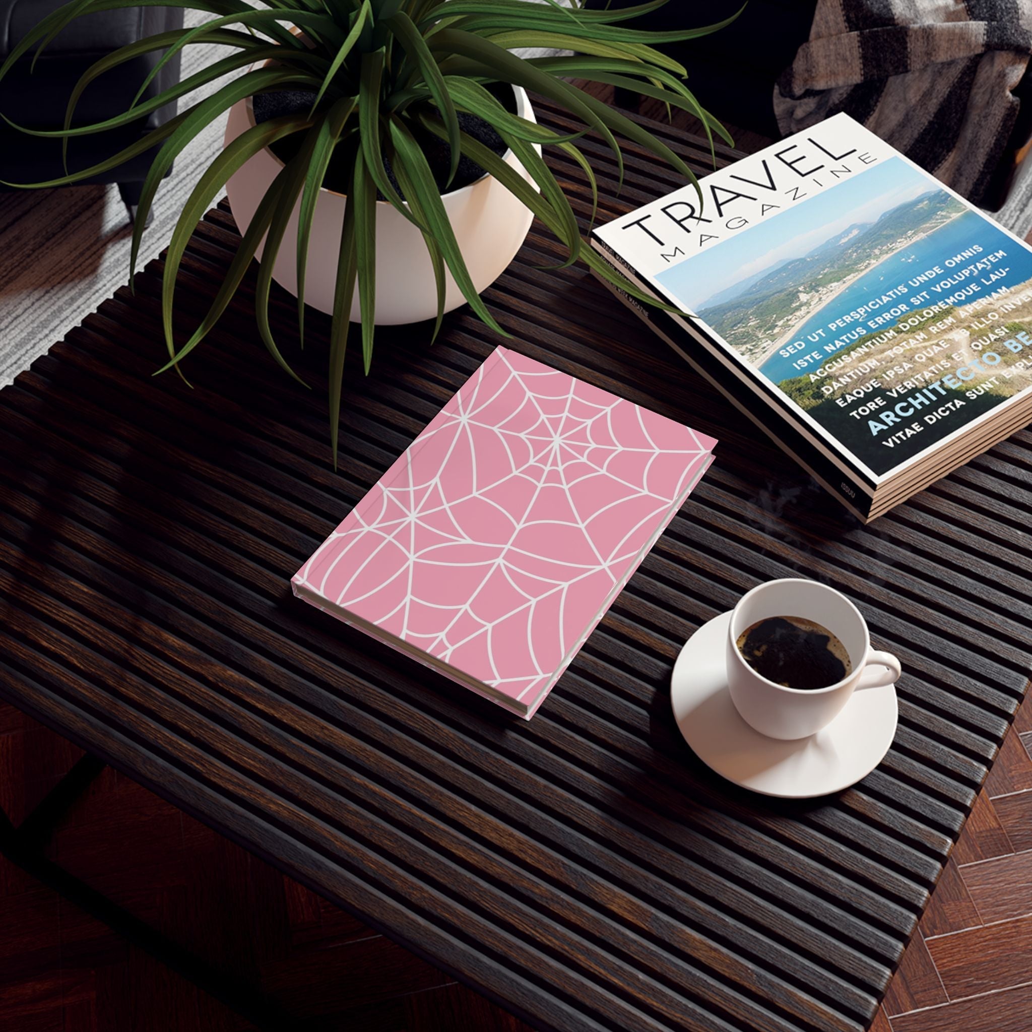 Printify Pink Spiderweb Journal 2025