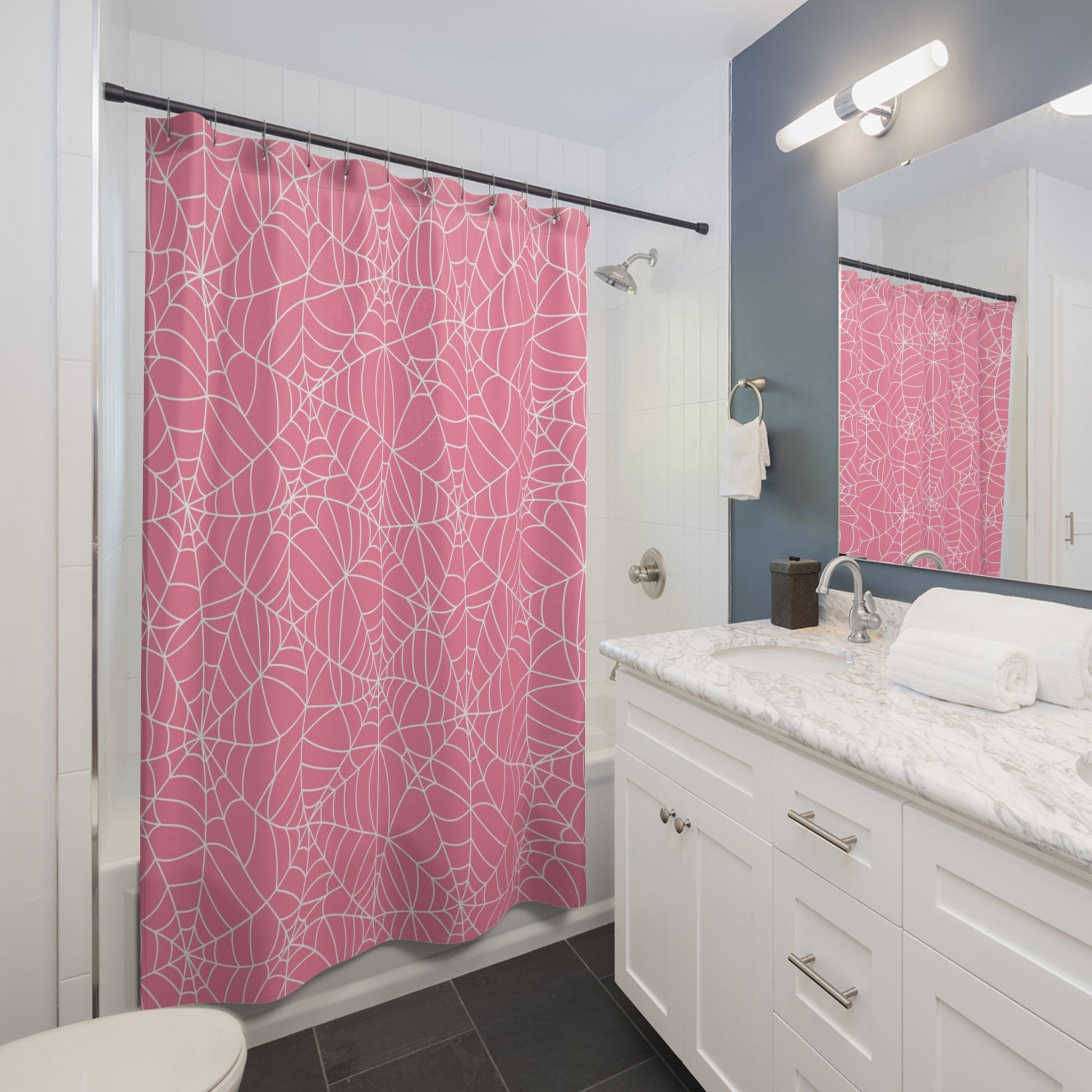 Pink Spiderweb Shower Curtain, Artsulli - Art is Long, Life is Short, Home Decor, , , , , , , 