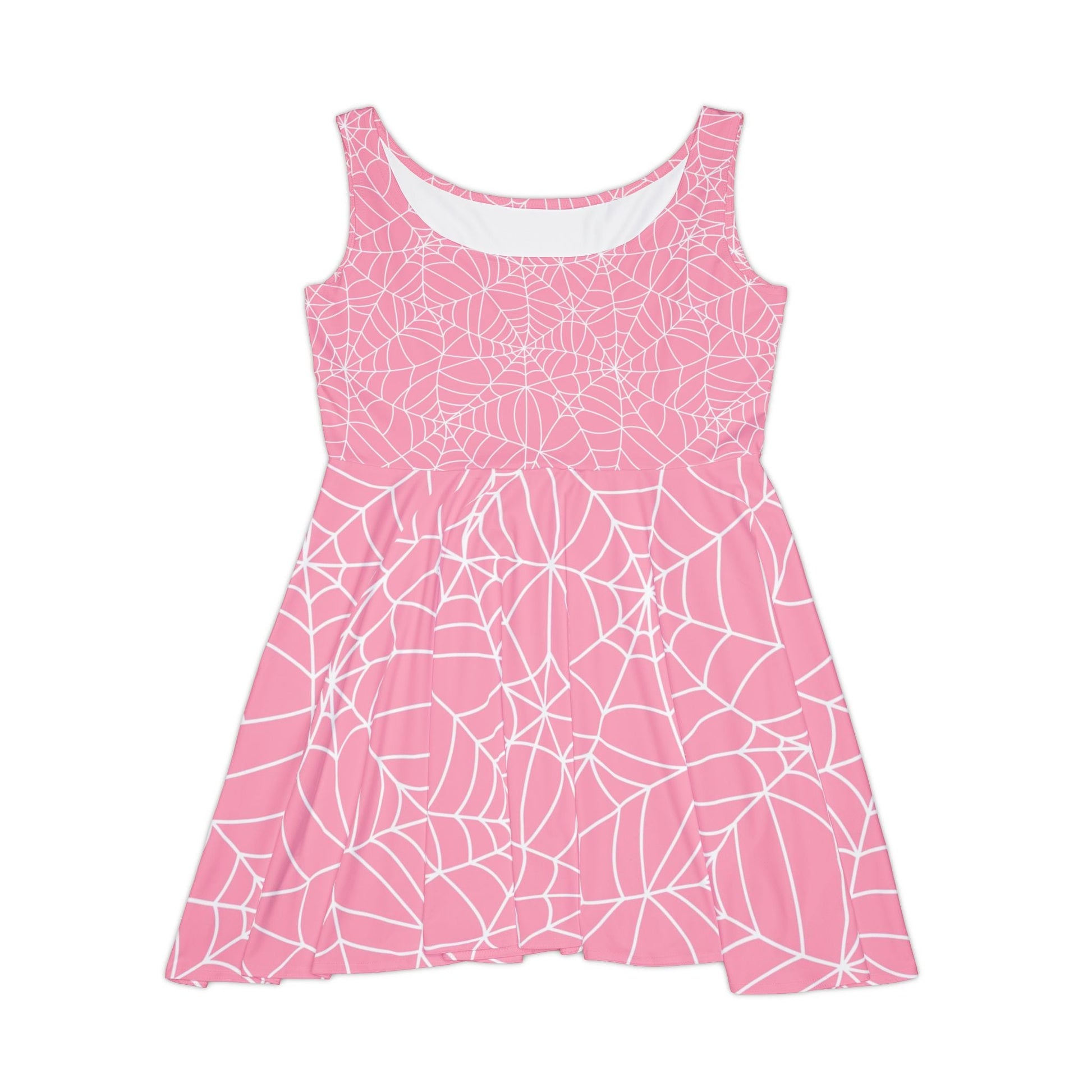 Pink Spiderweb Skater Dress, Artsulli - Art is Long, Life is Short, All Over Prints, Size, XS, , , , , 28718583240103140634