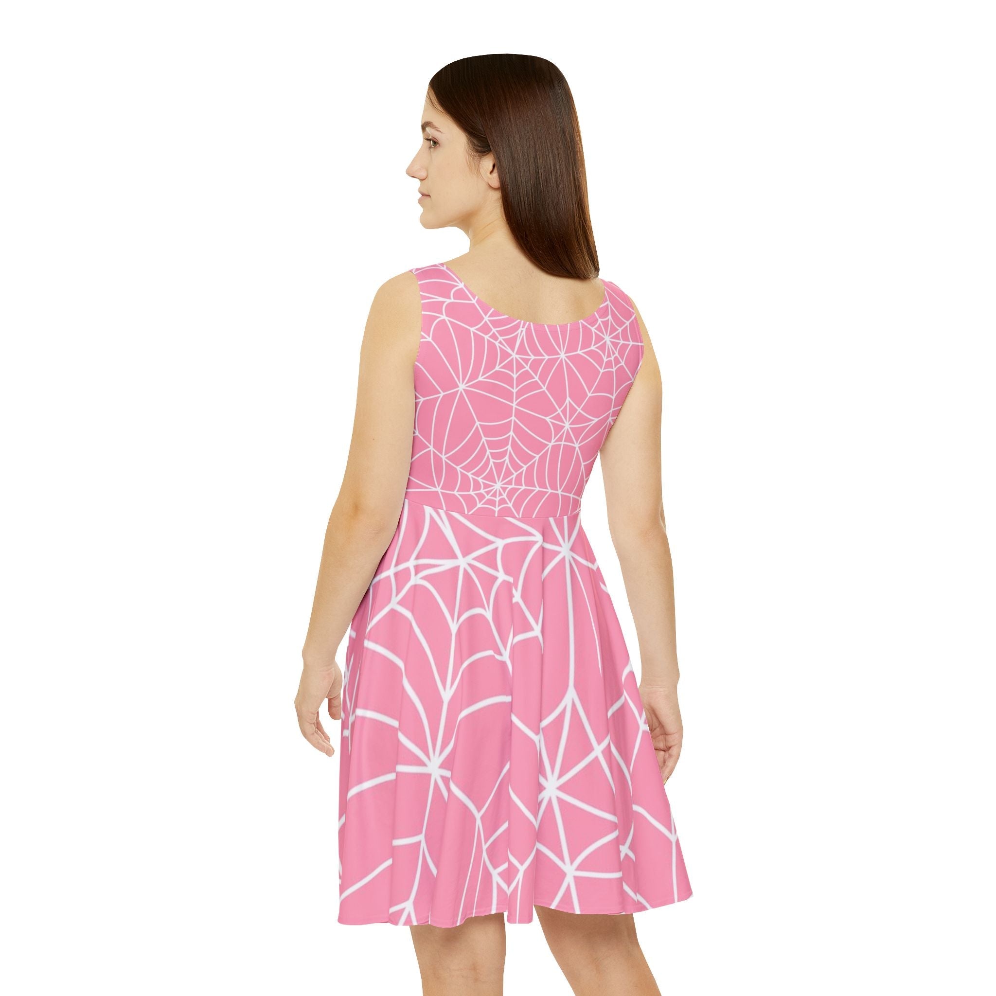 Pink Spiderweb Skater Dress, Artsulli - Art is Long, Life is Short, All Over Prints, , , , , , , 