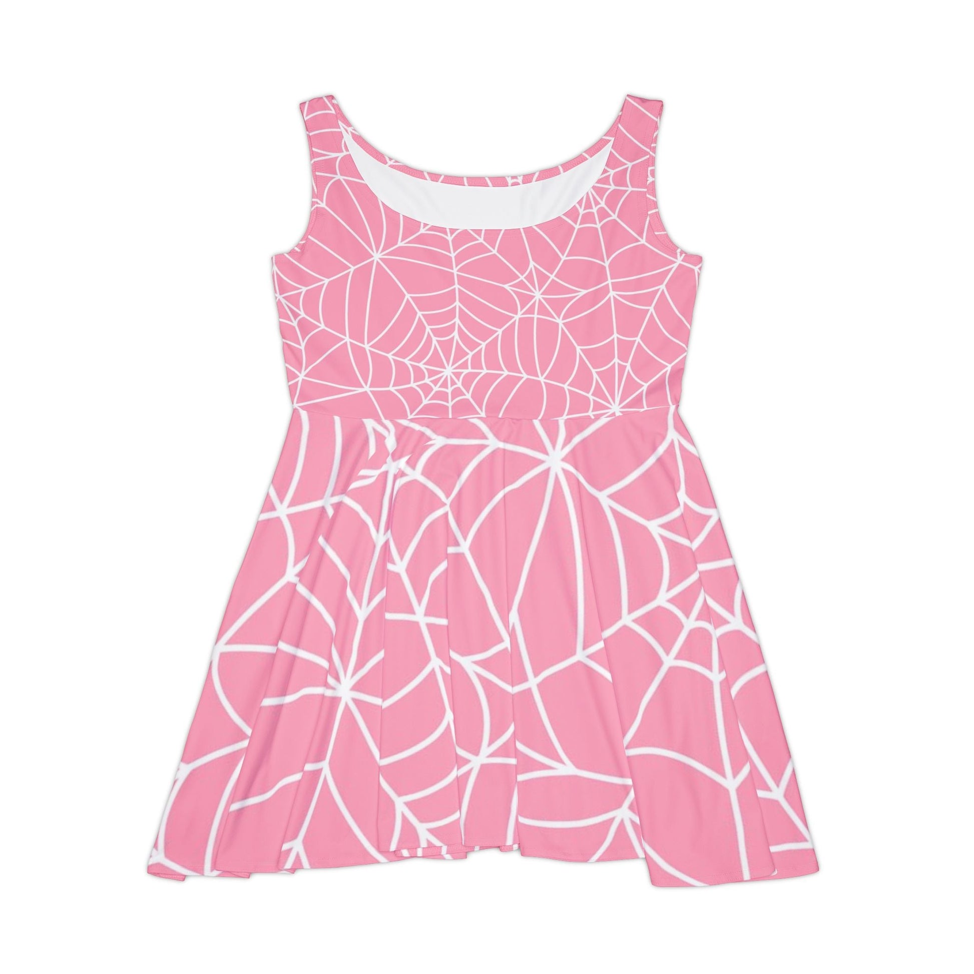 Pink Spiderweb Skater Dress, Artsulli - Art is Long, Life is Short, All Over Prints, Size, XS, , , , , 67209540112074787356