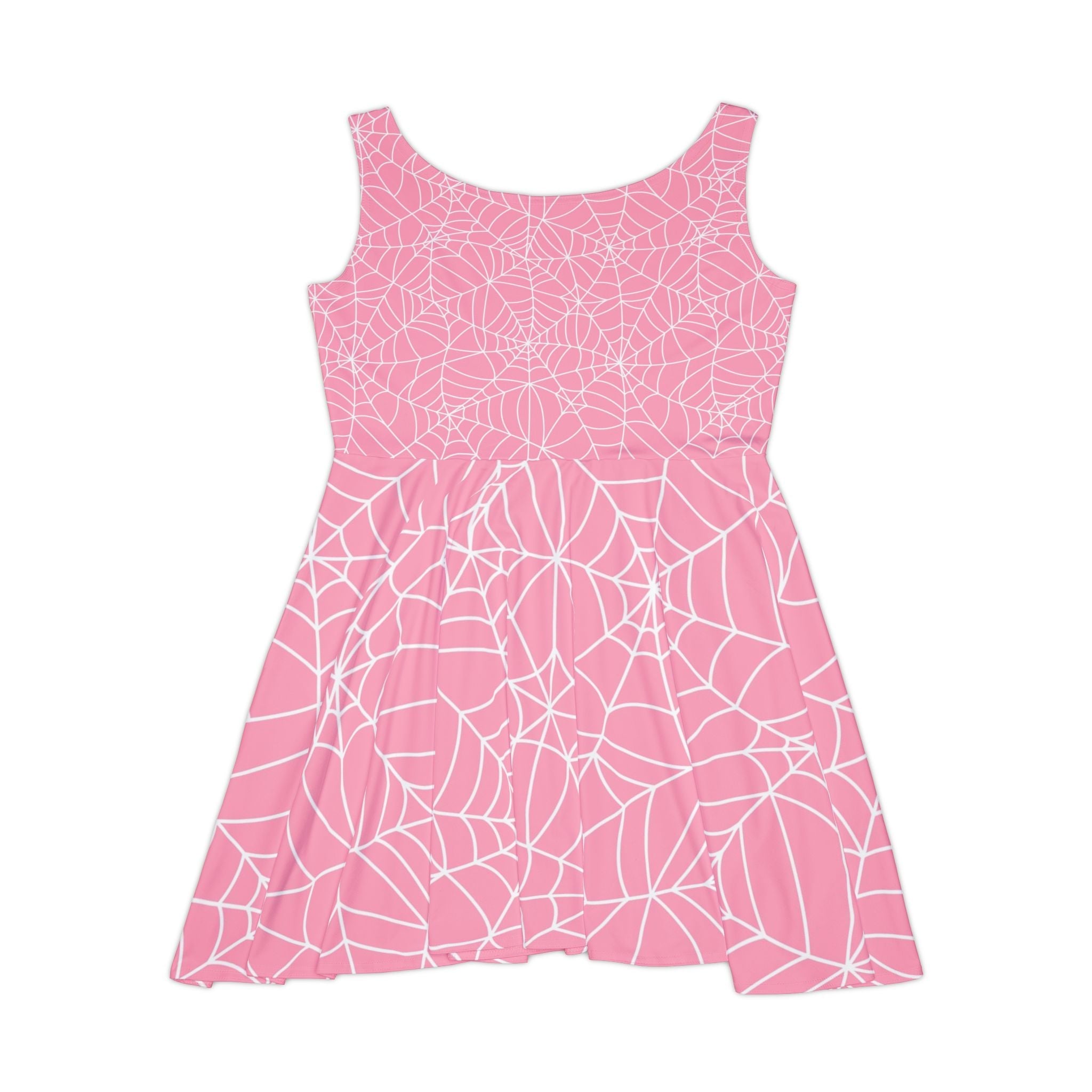Pink Spiderweb Skater Dress, Artsulli - Art is Long, Life is Short, All Over Prints, , , , , , , 