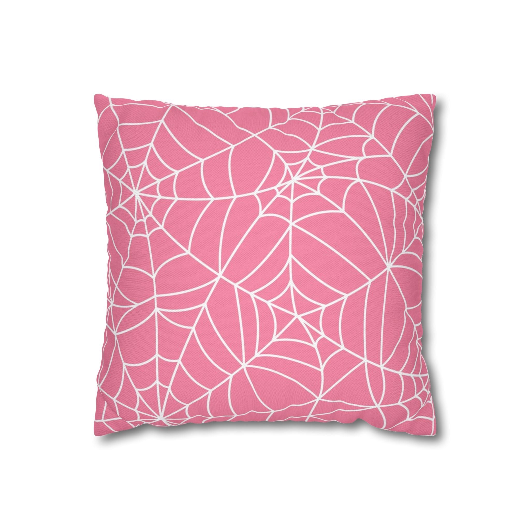Printify Pink Spiderweb Throw Pillow 2025