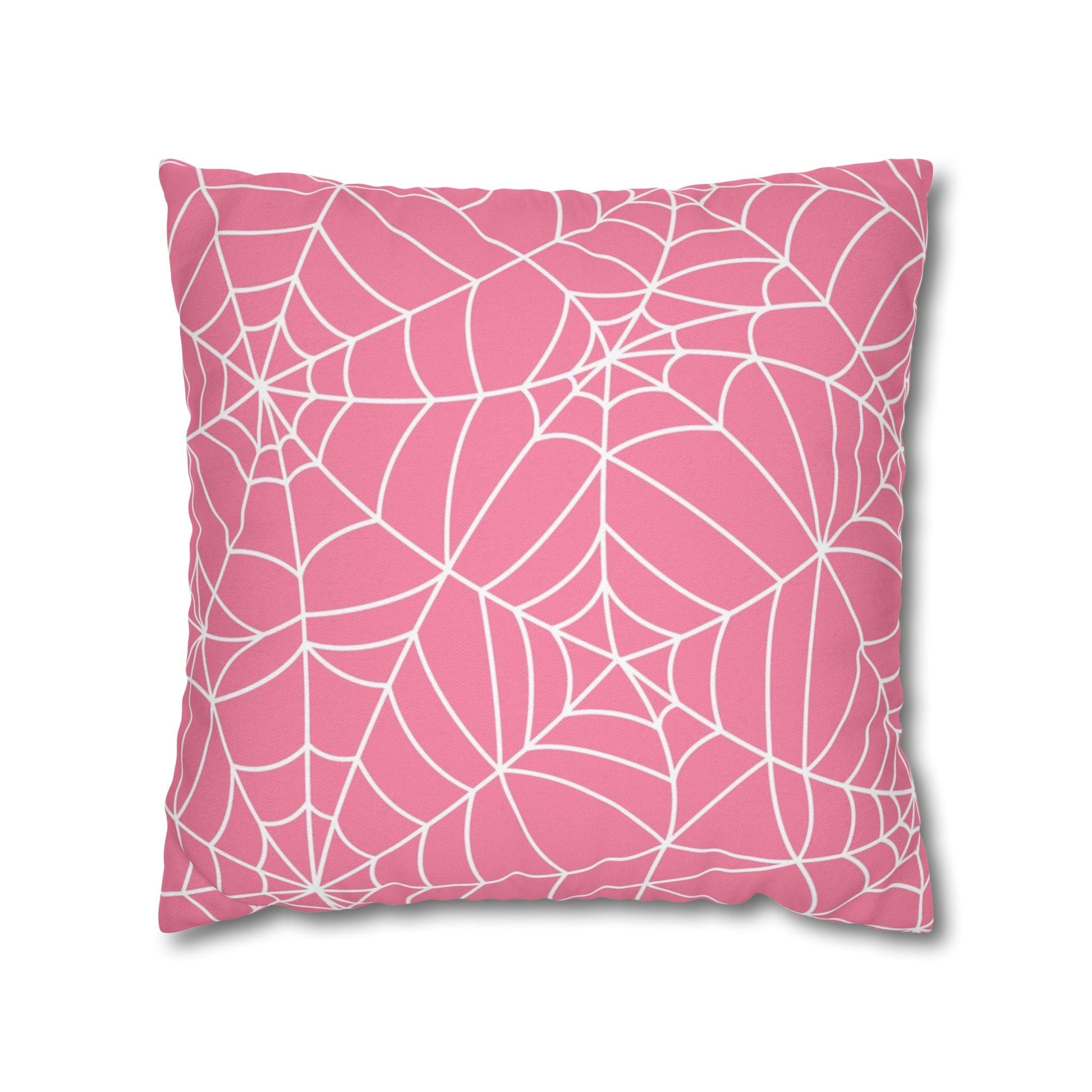 Pink Spiderweb Throw Pillow, Artsulli - Art is Long, Life is Short, Home Decor, Size, 18" × 18", , , , , 12309031838031079868