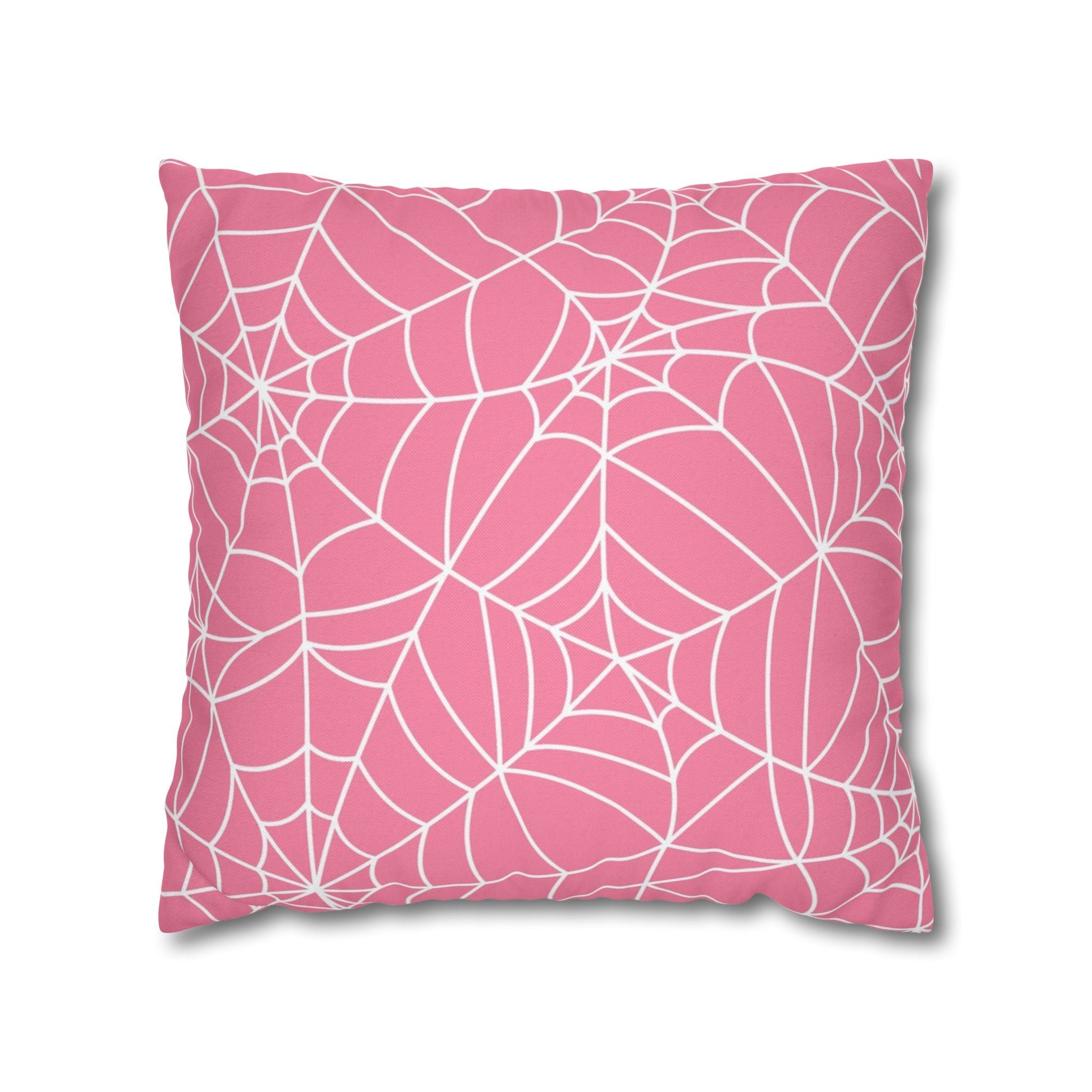 Pink Spiderweb Throw Pillow, Artsulli - Art is Long, Life is Short, Home Decor, Size, 18" × 18", , , , , 12309031838031079868