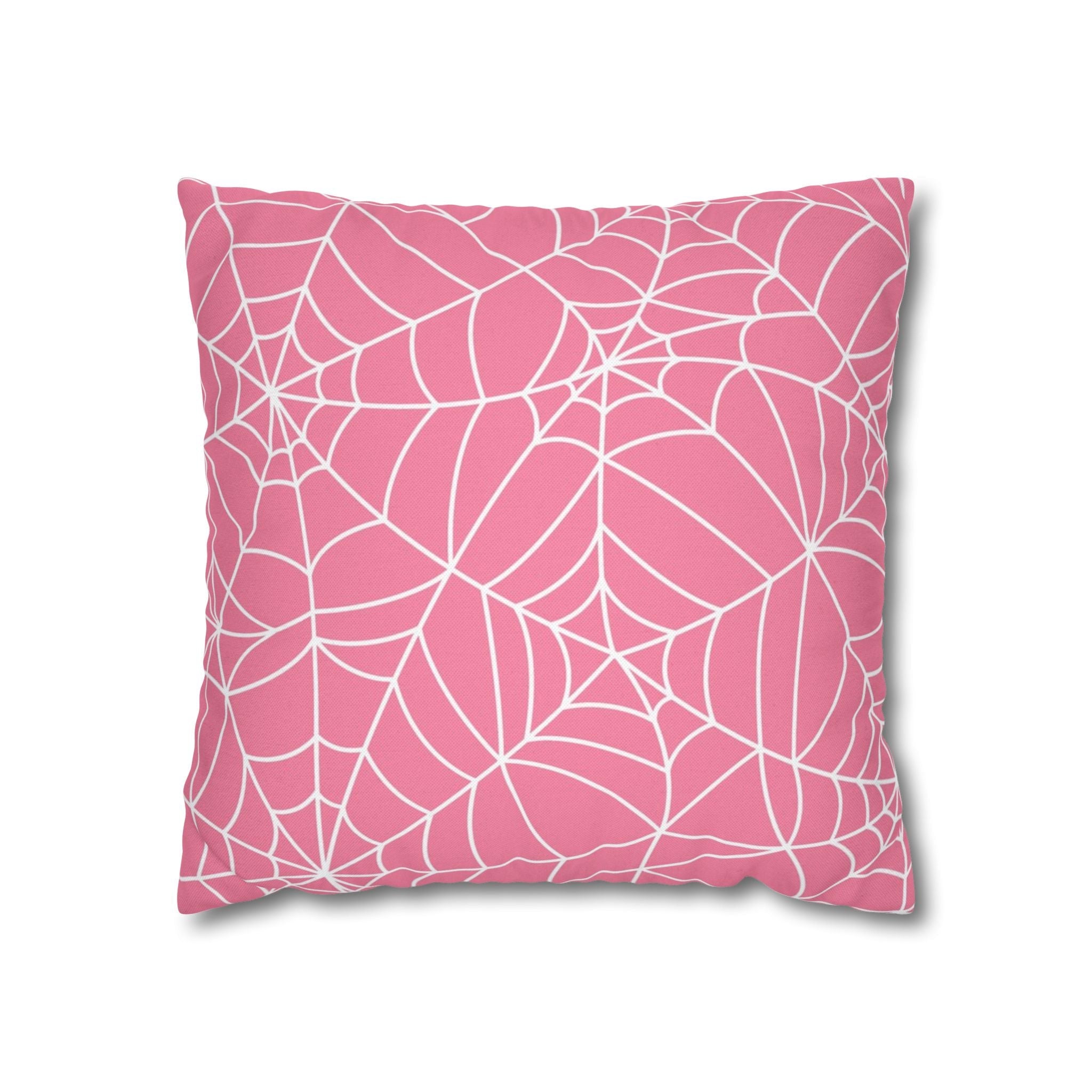 Pink Spiderweb Throw Pillow, Artsulli - Art is Long, Life is Short, Home Decor, Size, 16" × 16", , , , , 21352987195423092879