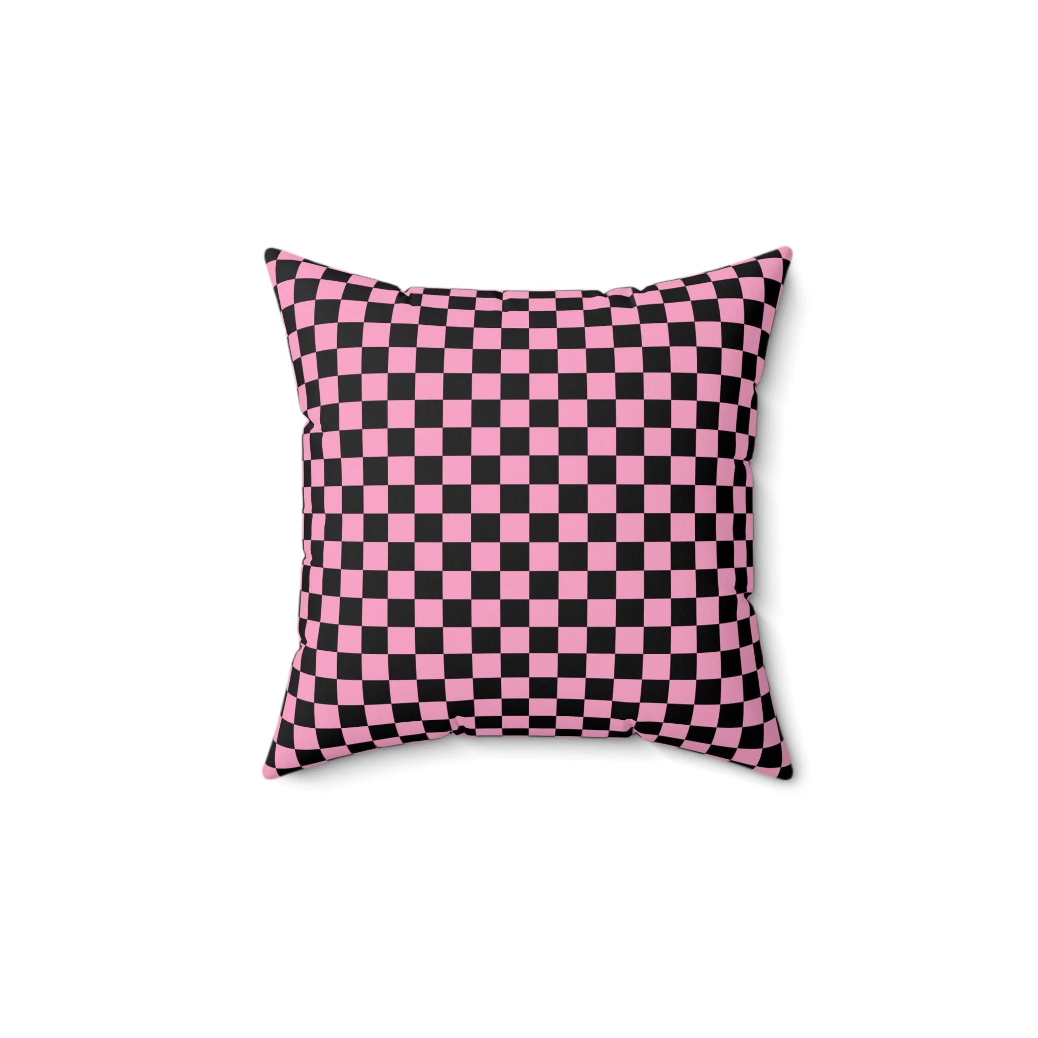 Pink Spun Polyester Square Checkerboard ii Black Pillow, Artsulli - Art is Long, Life is Short, Home Decor, Size, 14" × 14", , , , , 19509131256680300411