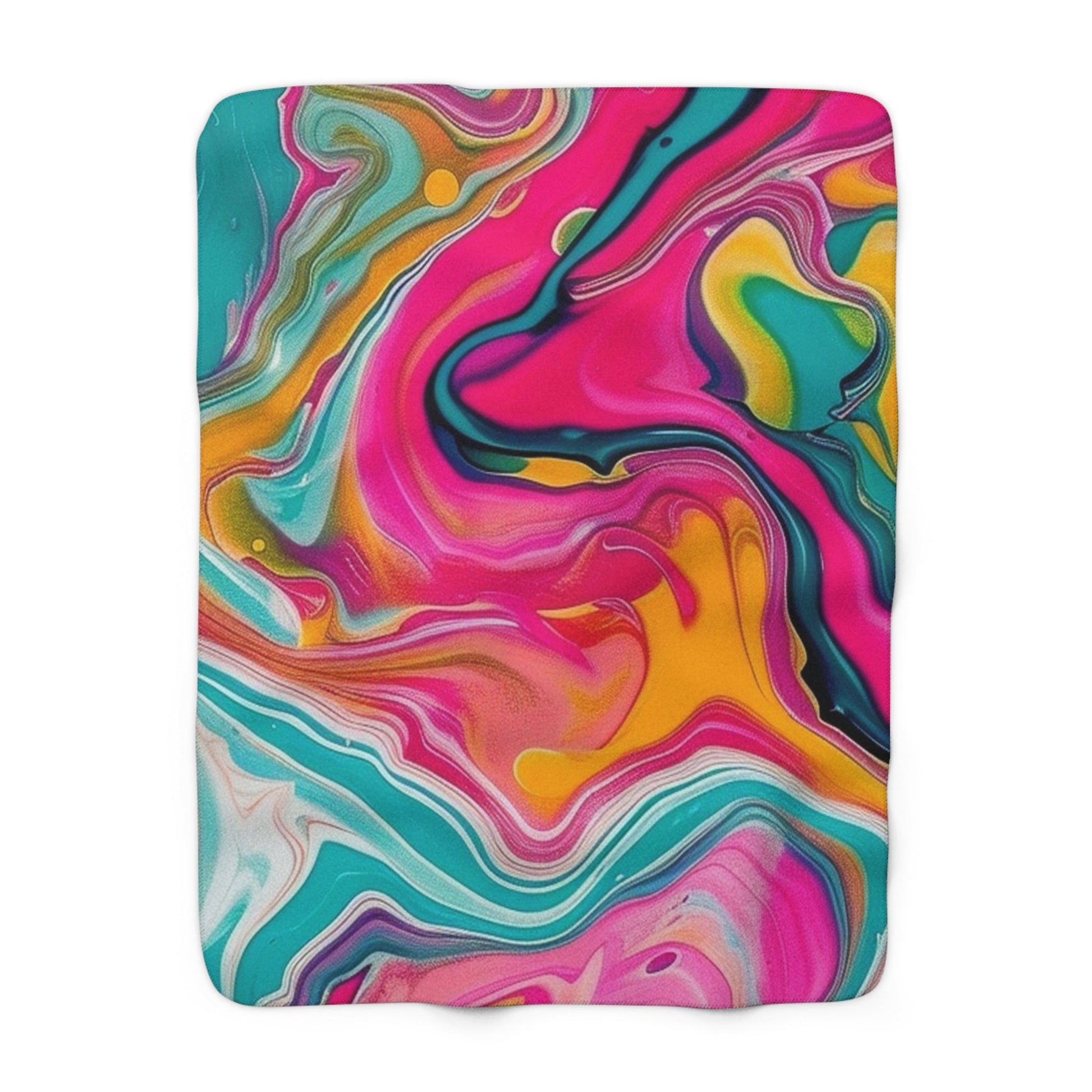 Pink Teal and Gold Abstract Sherpa Fleece Blanket, Artsulli - Art is Long, Life is Short, Home Decor, Size, 50" × 60", , , , , 14376191303963246243