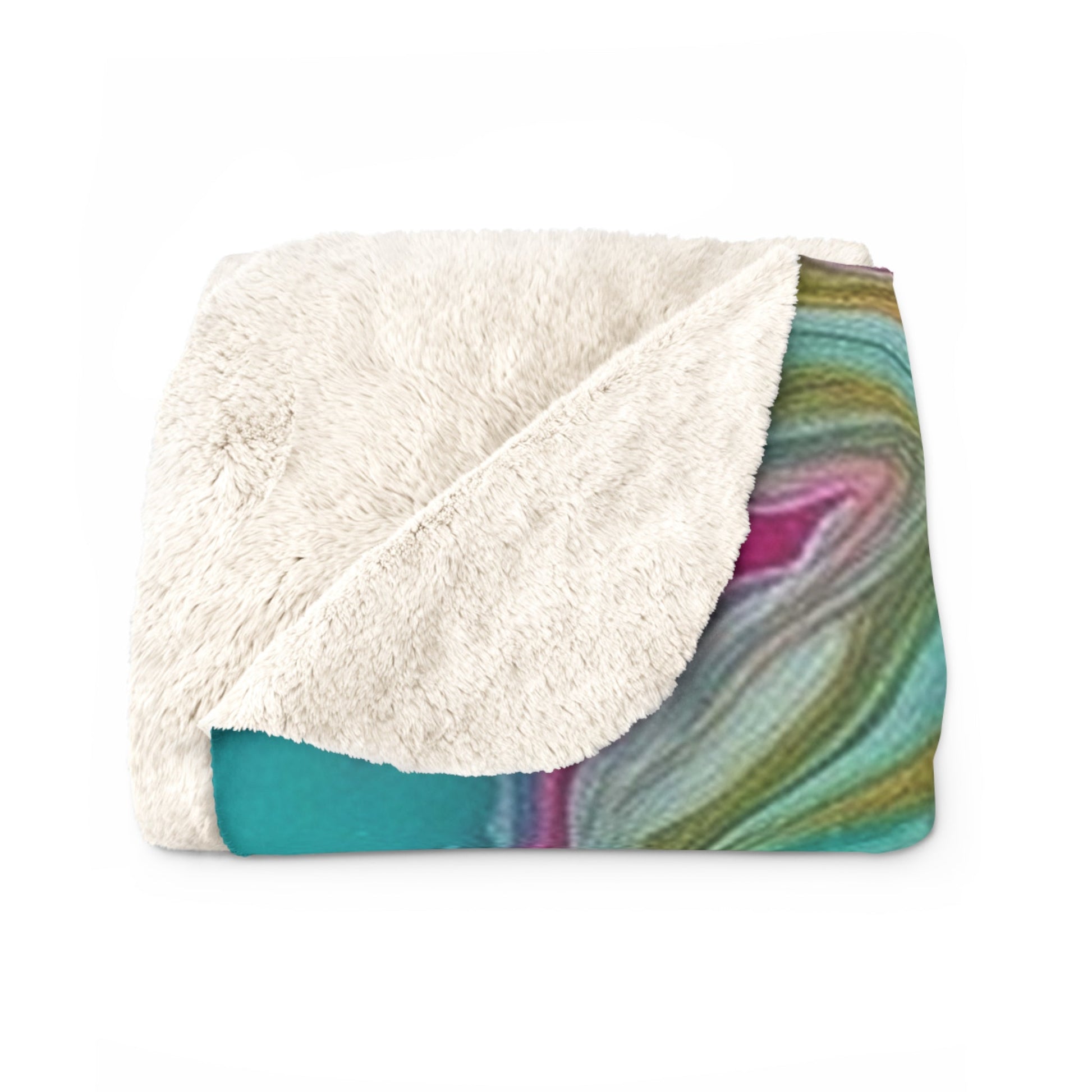 Pink Teal and Gold Abstract Sherpa Fleece Blanket, Artsulli - Art is Long, Life is Short, Home Decor, , , , , , , 
