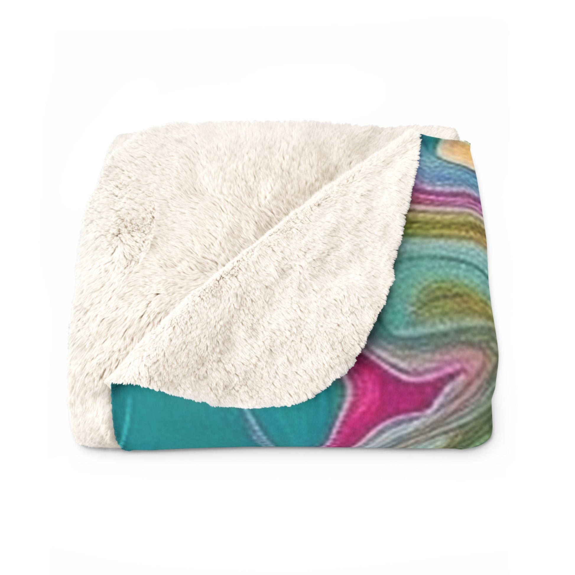 Pink Teal and Gold Abstract Sherpa Fleece Blanket, Artsulli - Art is Long, Life is Short, Home Decor, , , , , , , 