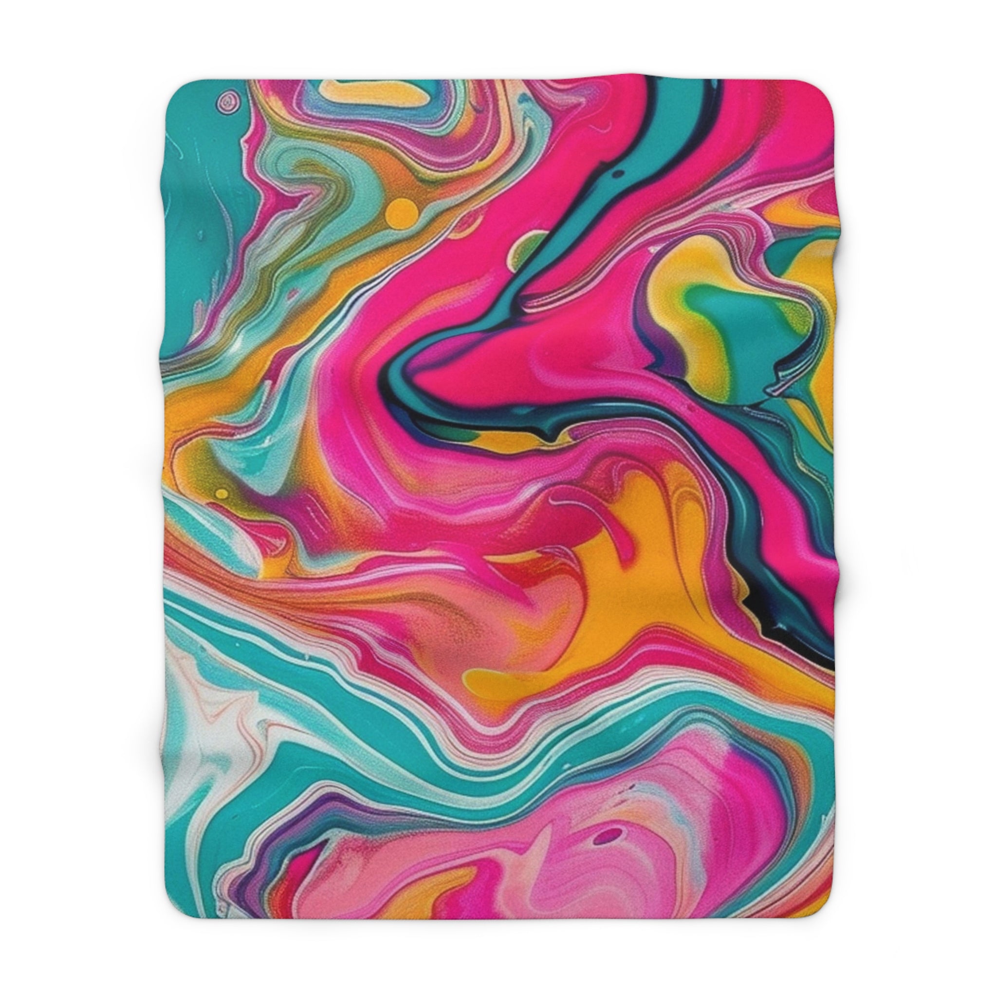 Pink Teal and Gold Abstract Sherpa Fleece Blanket, Artsulli - Art is Long, Life is Short, Home Decor, Size, 60" × 80", , , , , 12977565126928498355