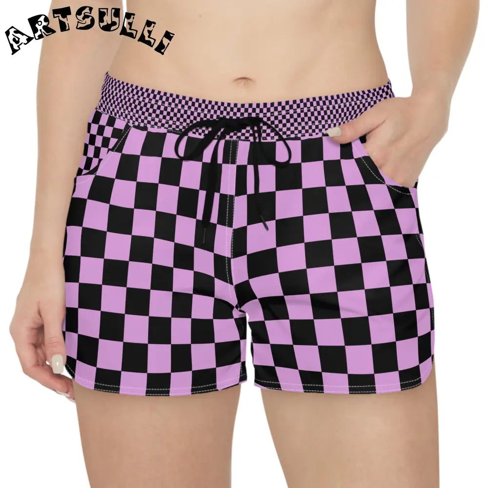 Pixel Punk Vision Checkered Shorts, Artsulli - Art is Long, Life is Short, All Over Prints, , , , , , , 