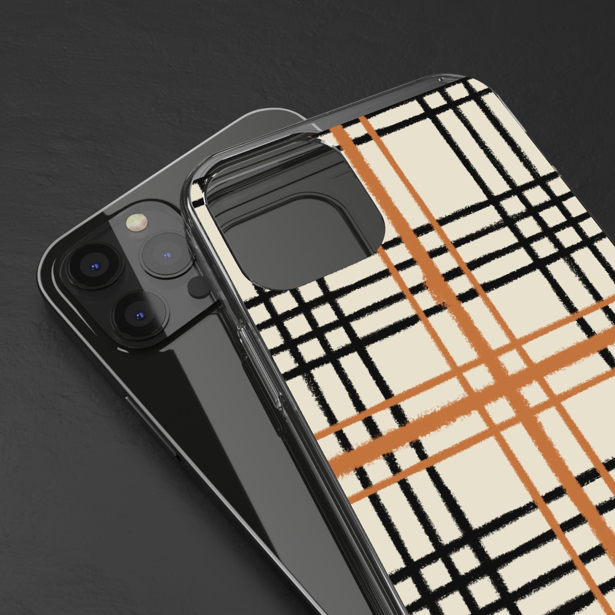 JAKKOUTTHEBXX Plaid iPhone 12 Pro Max Clear Case 2025