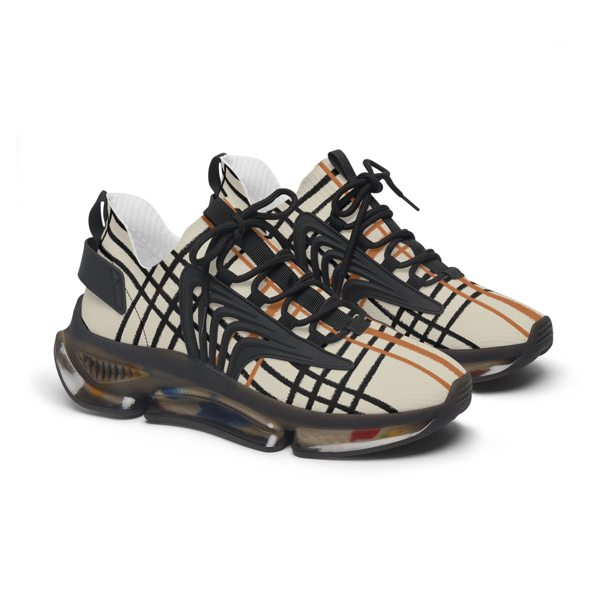 Plaid Mesh Translucent Sole Sneakers, Artsulli - Art is Long, Life is Short, Shoes, Color, Black sole, Size, US 5.5, , , 43359693304640902632