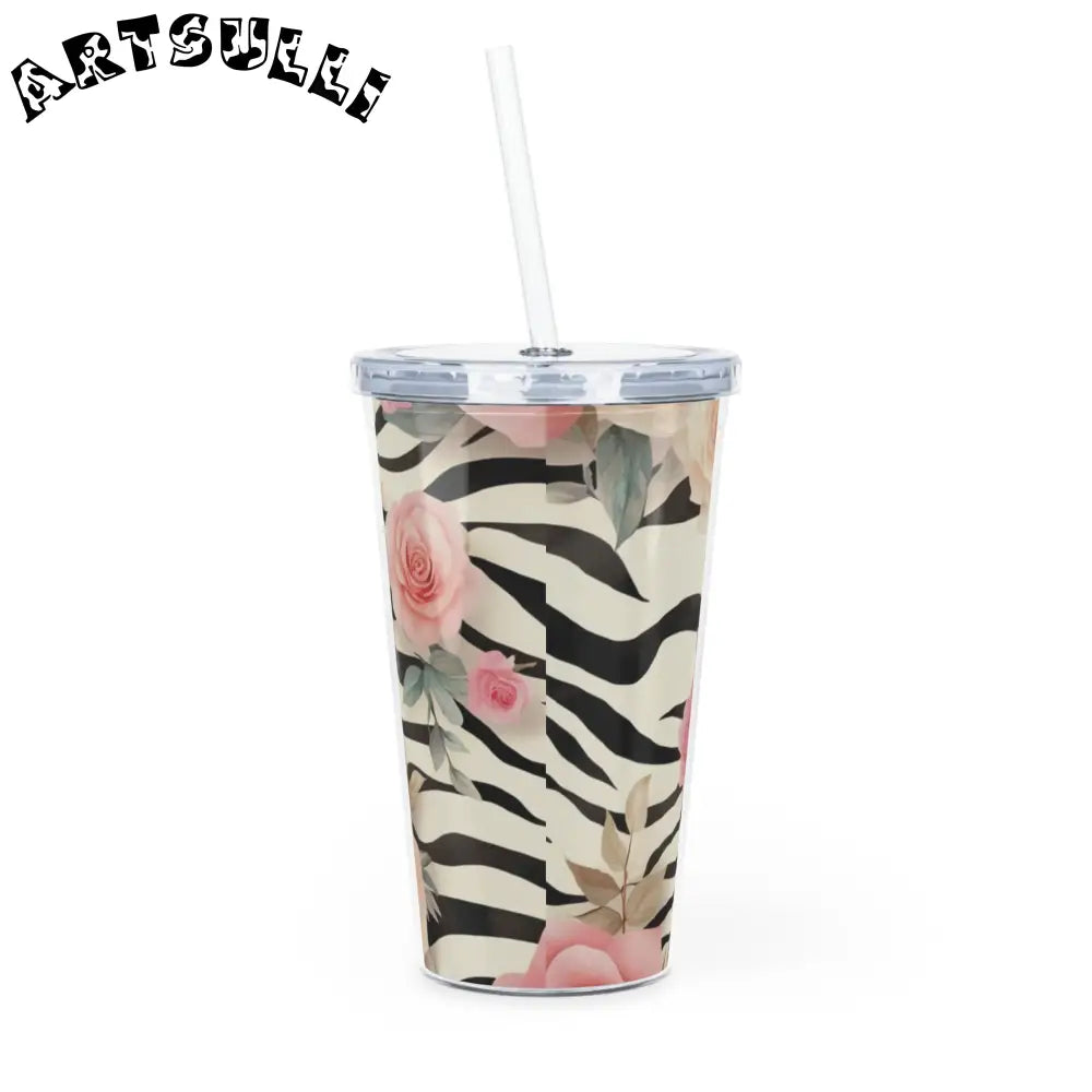 JAKKOUTTHEBXX Pink Rose Floral Plastic Tumbler with Lid and Straw 2025