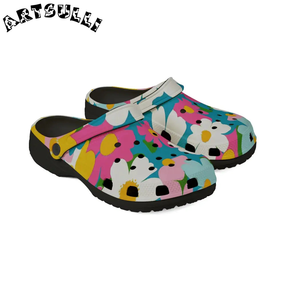 Plush Floral EVA Foam Clogs, Artsulli - Art is Long, Life is Short, Shoes, , , , , , , 
