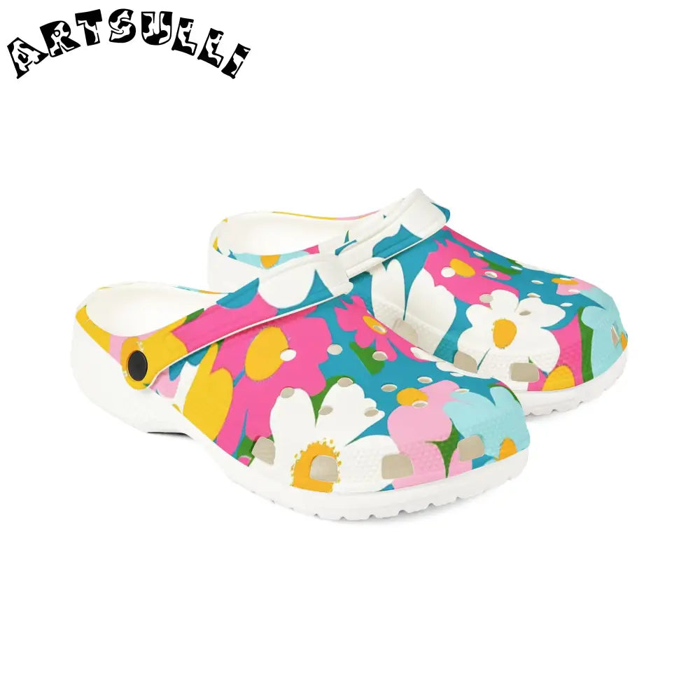Plush Floral EVA Foam Clogs, Artsulli - Art is Long, Life is Short, Shoes, , , , , , , 
